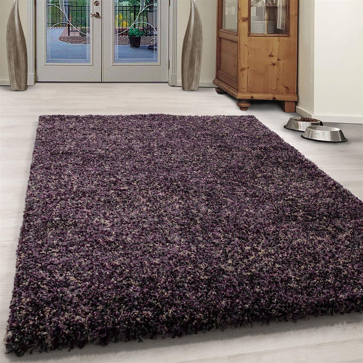 Bravich Small Purple Grey and Beige Mix Blend Pattern Design Mix Thick Shag 5cm Super Soft High Deep Pile Shaggy Area Rug/Living Room Rug Carpet 60x110 cm (2ft x 3ft7) โ image 1