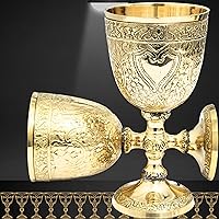 Vista 6 de Royal Wine Goblet Solid Brass Handmade Premium Wine Cup Medieval Decor Gothic Chalice Ancient Elegant Wine Goblet (Pack of - 1)