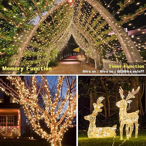 Miniatura 6 de Christmas Lights Outdoor 1000 LED 403ft String Lights Decorations Warm White 8 Modes  Timer Remote Waterproof Plug in Twinkle Fairy Light Decor for