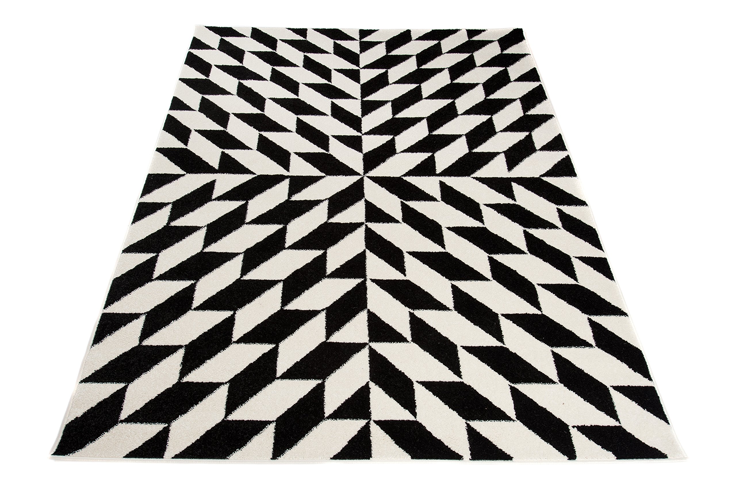 Tapiso® Dywany geometryczny wzór kwadratowy 3D karo krótkie runo, dywan melanż, do salonu, sypialni, kolor kremowy, czarny, 160 x 220 cm