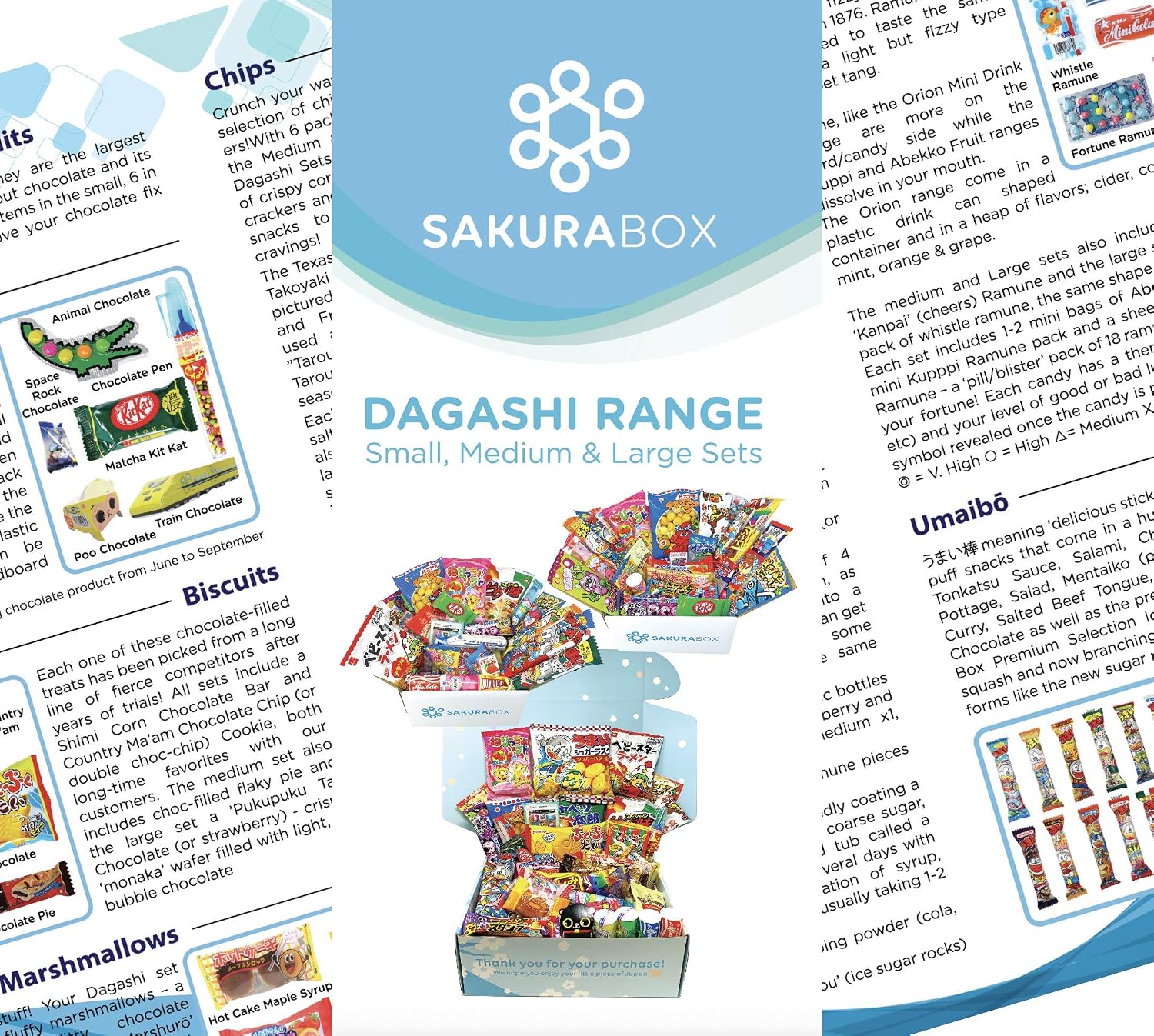 Sakura Box - Dagashi Set - Medium (40 Pieces) Japanese Candy Chocolate Snacks (Medium)