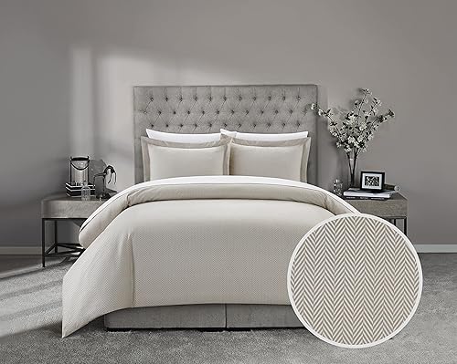 Chic Home Laurel - Juego de funda de edredón de 3 piezas, diseño de espiga con estampado gráfico, fundas de almohada incluidas, tamaño King, color