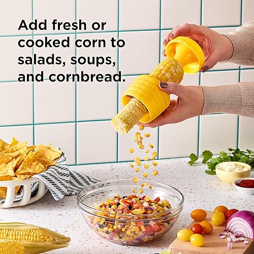 Miniatura 6 de Chef'n Cob Plus Pelador y pelador de maíz para maíz en la mazorca, empujador de seguridad integrado