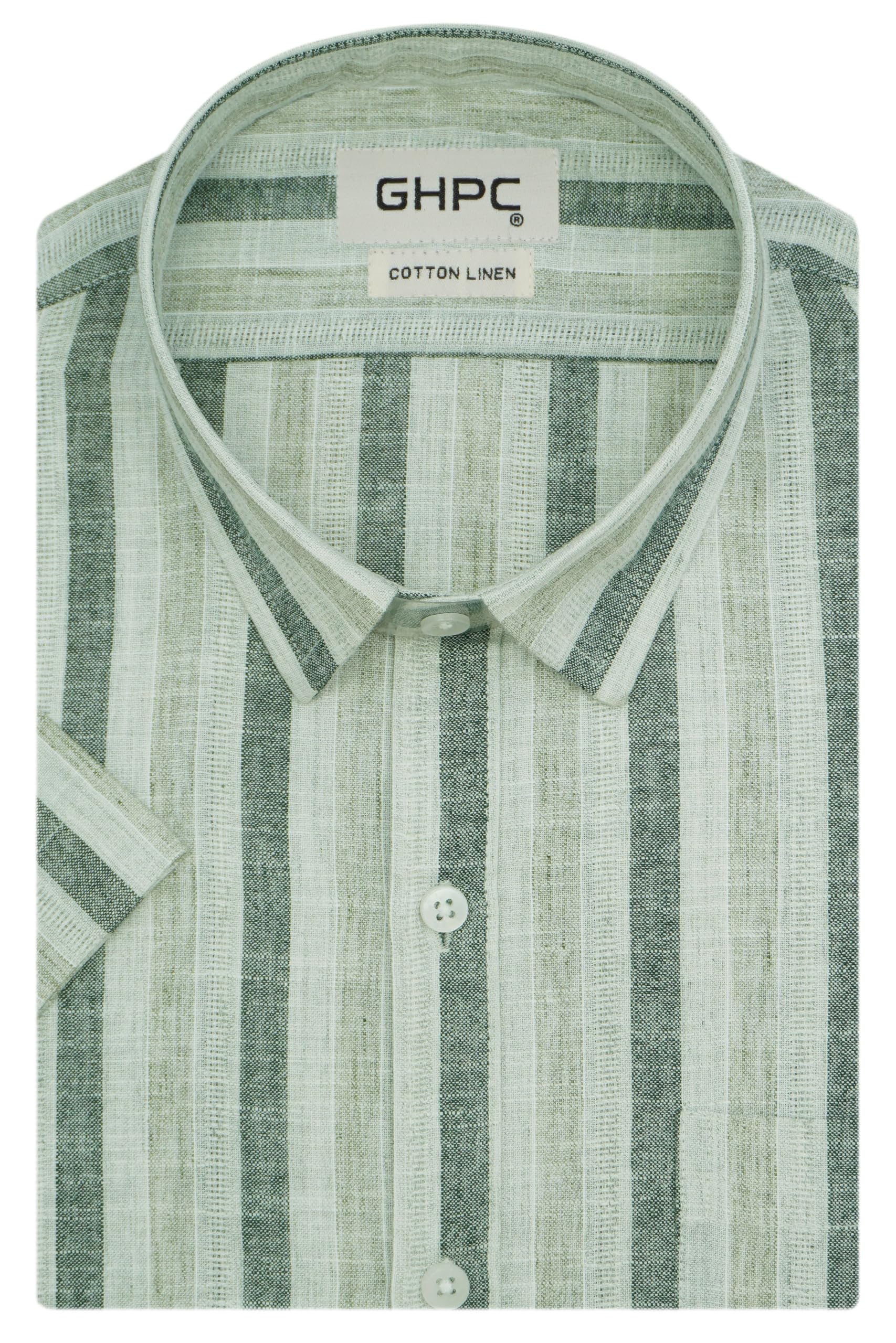 ghpc Cotton Linen Striped Half Sleeves Regular Fit Formal Shirt for Man-picture-23
