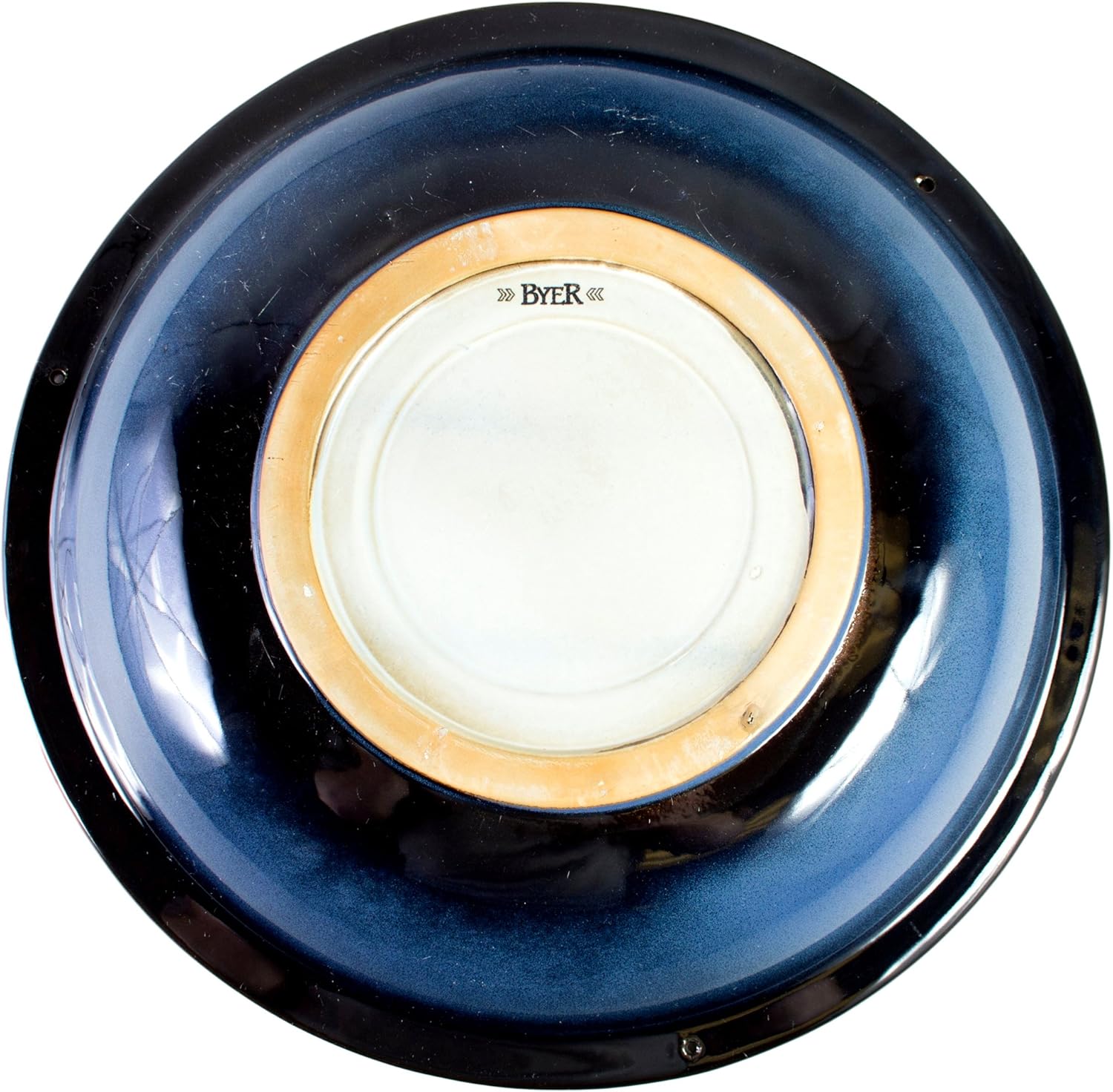 BYER OF MAINE Circles Post Bird Bath, Outdoor Garden and Patio Decor, Porcelain, Glaze Finish, Steel Mounting Post, Outside Bird Pond Fountain, 14"x14"x30", Cobalt Blue