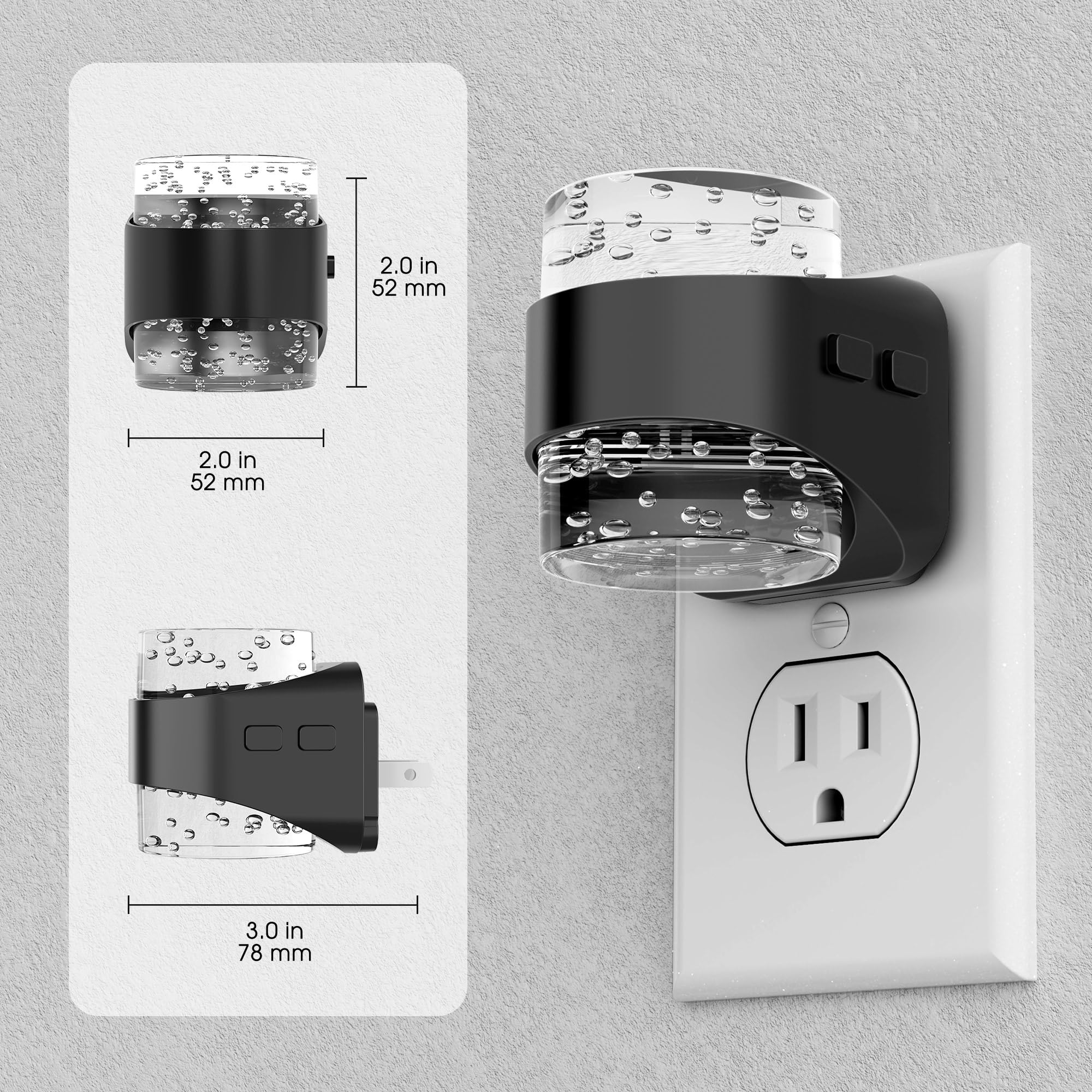 Briignite - Luz nocturna LED enchufable en la pared [Paquete de 2] - Luz nocturna regulable con diseño de burbujas 3000 K/4000 K/5000 K y 3 niveles de brillo para guardería, pasillo, baño, habitación