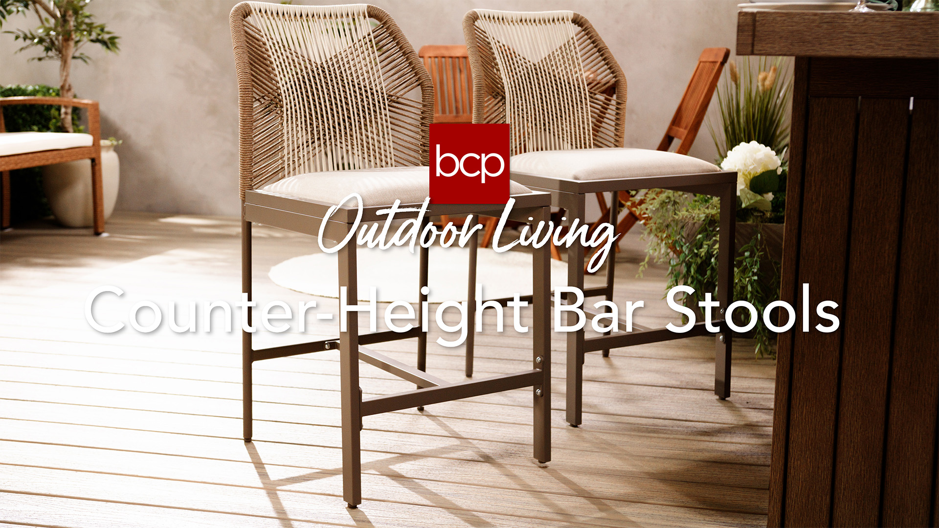 Butacos de altura para barra Best Choice Products, para interior y exterior, sin brazos, con respaldo y reposapiés, cojín integrado, estructura de aluminio - Blanco/Alpine miniatura 7