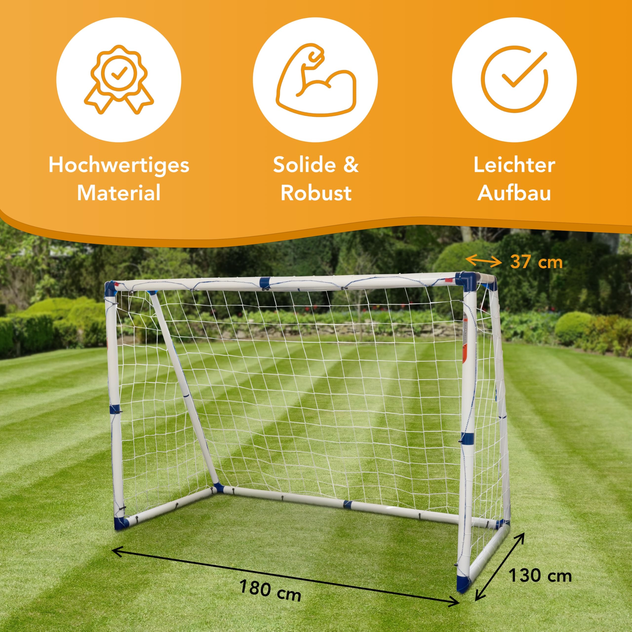 Tornado | PRO Fußballtor für Kinder | Für PU- oder Soft PVC-Bälle geeignet, das perfekte Tor für den Garten aus Kunststoff, Verschiedene Größen: 1x 150x100, 1x 180x130, 1x 244x180, Set 2X 110x90