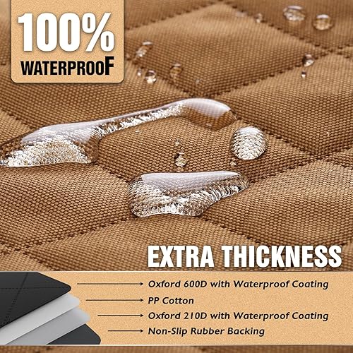 Miniatura 4 de KNODEL - Funda de asiento trasero 100 % impermeable para mascotas, hamaca, alta resistencia a los arañazos, con solapas laterales y cierre, para