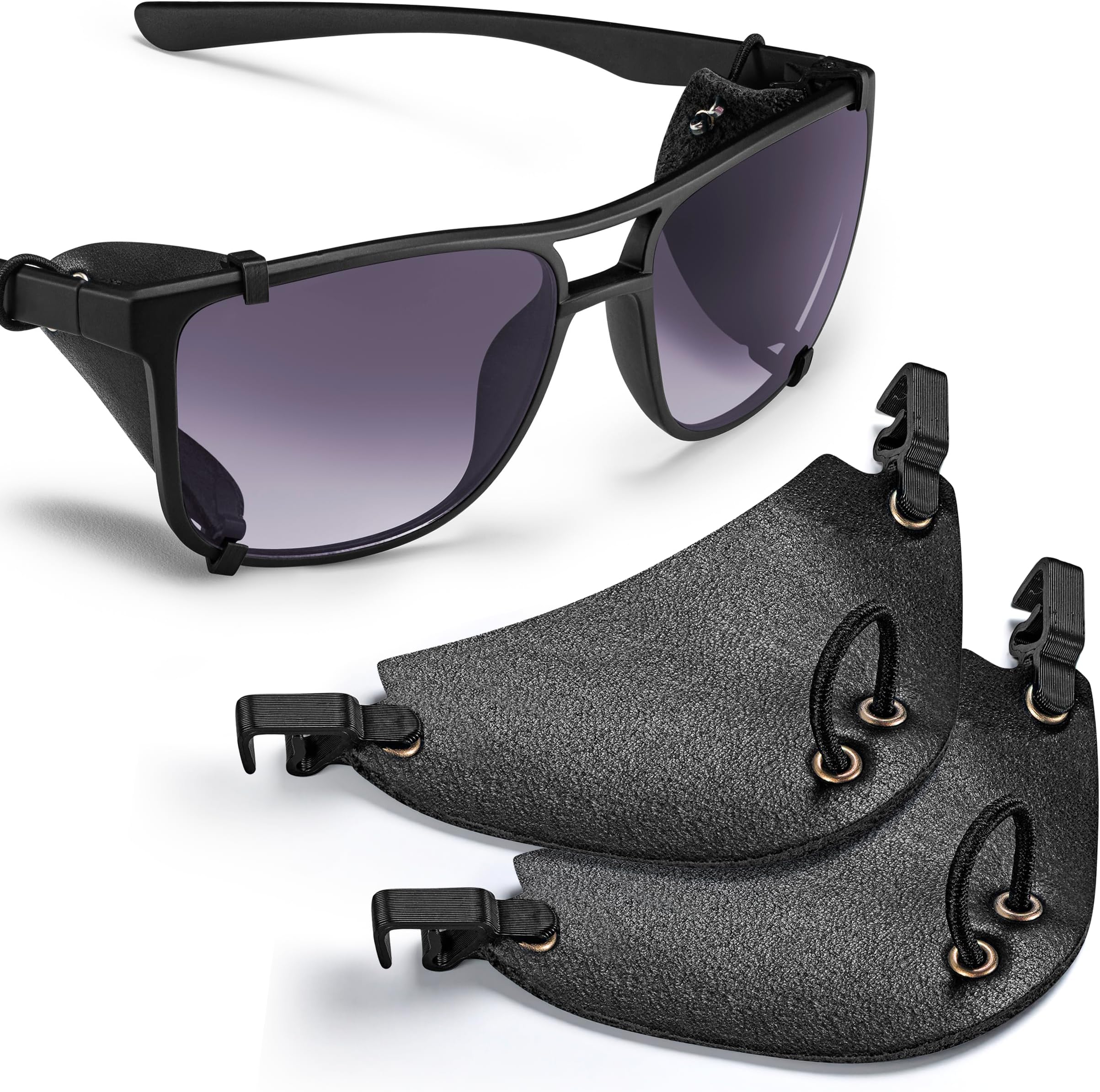 Premium Leather Side Shields for Sunglasses – Handmade & Removable, Sun & Wind Protection for Outdoor Eyewear