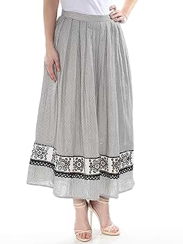 Max Studio London Womens Cotton A-line Skirt, White, 0 at