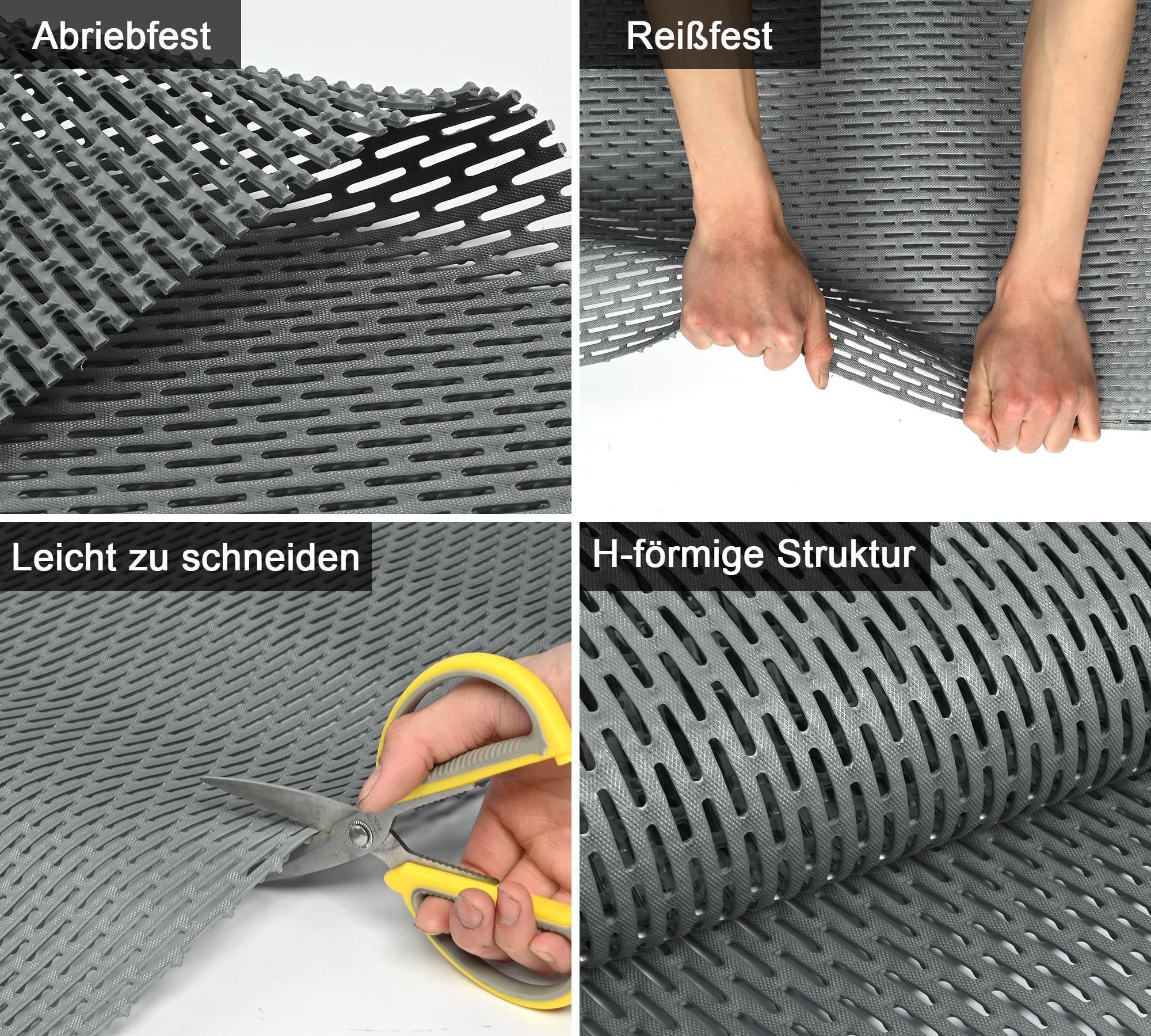 MYOYAY Alfombrilla antideslizante de 90 cm x 300 cm, 5 mm de grosor, patrón de rejilla en forma de H, perforada, alfombrilla antideslizante para zonas húmedas, adecuada para baño, garaje y pasillo