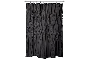 Madison Park Laurel Black Shower Curtain, Solid Transitional Shower Curtains for Bathroom