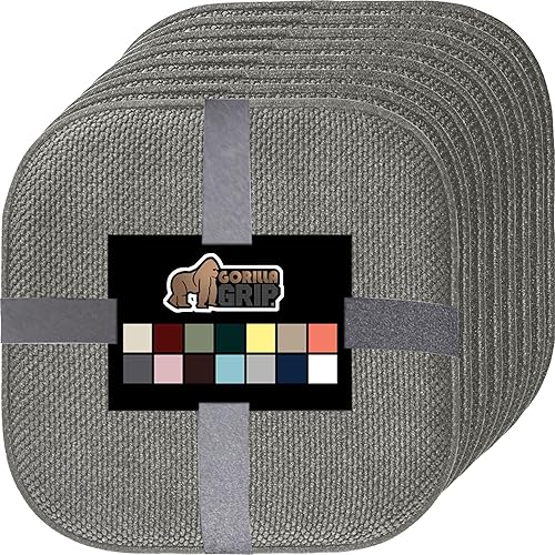 Gorilla Grip - Cojines de espuma viscoelástica para silla, de microfibra, se mantienen en su lugar, juego de 8, 16 x 16 pulgadas, color gris