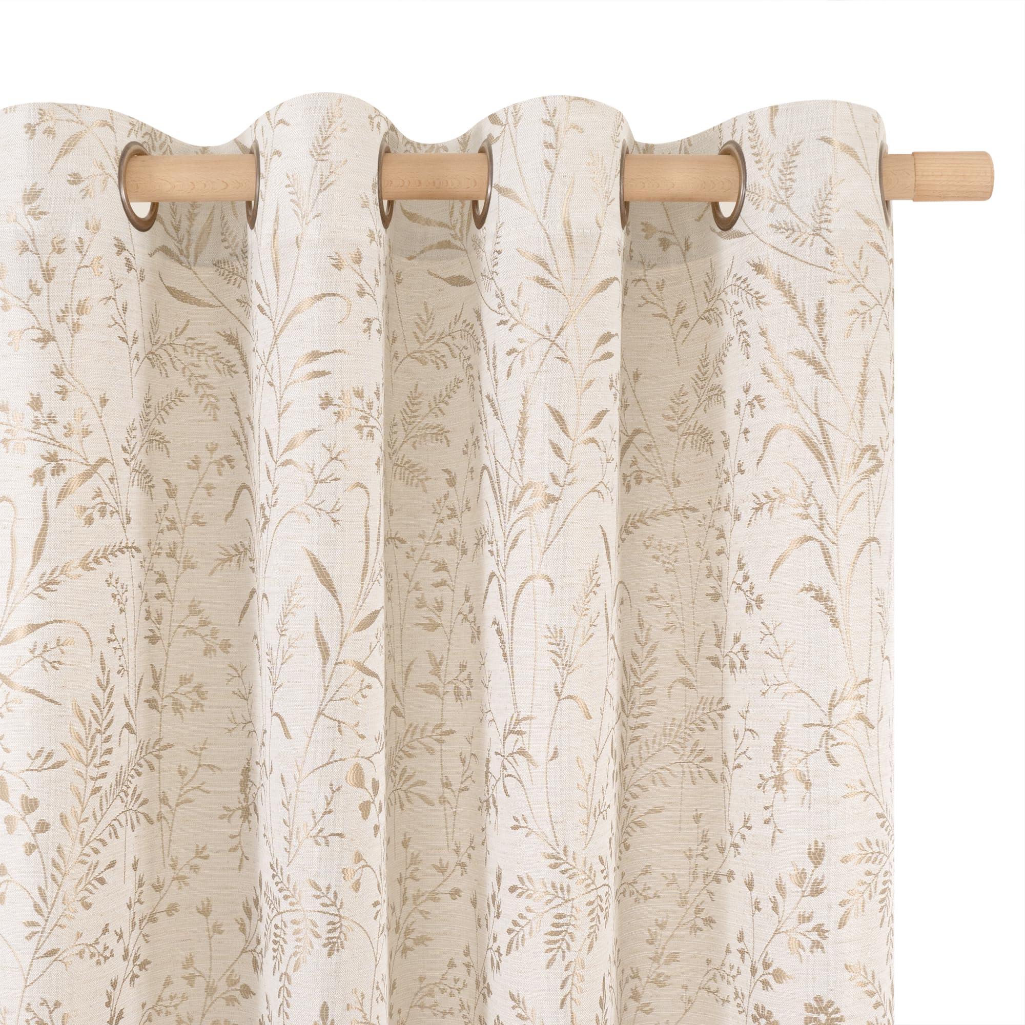 BGment Beige Floral Linen Curtains for Living Room 84 Inch Length