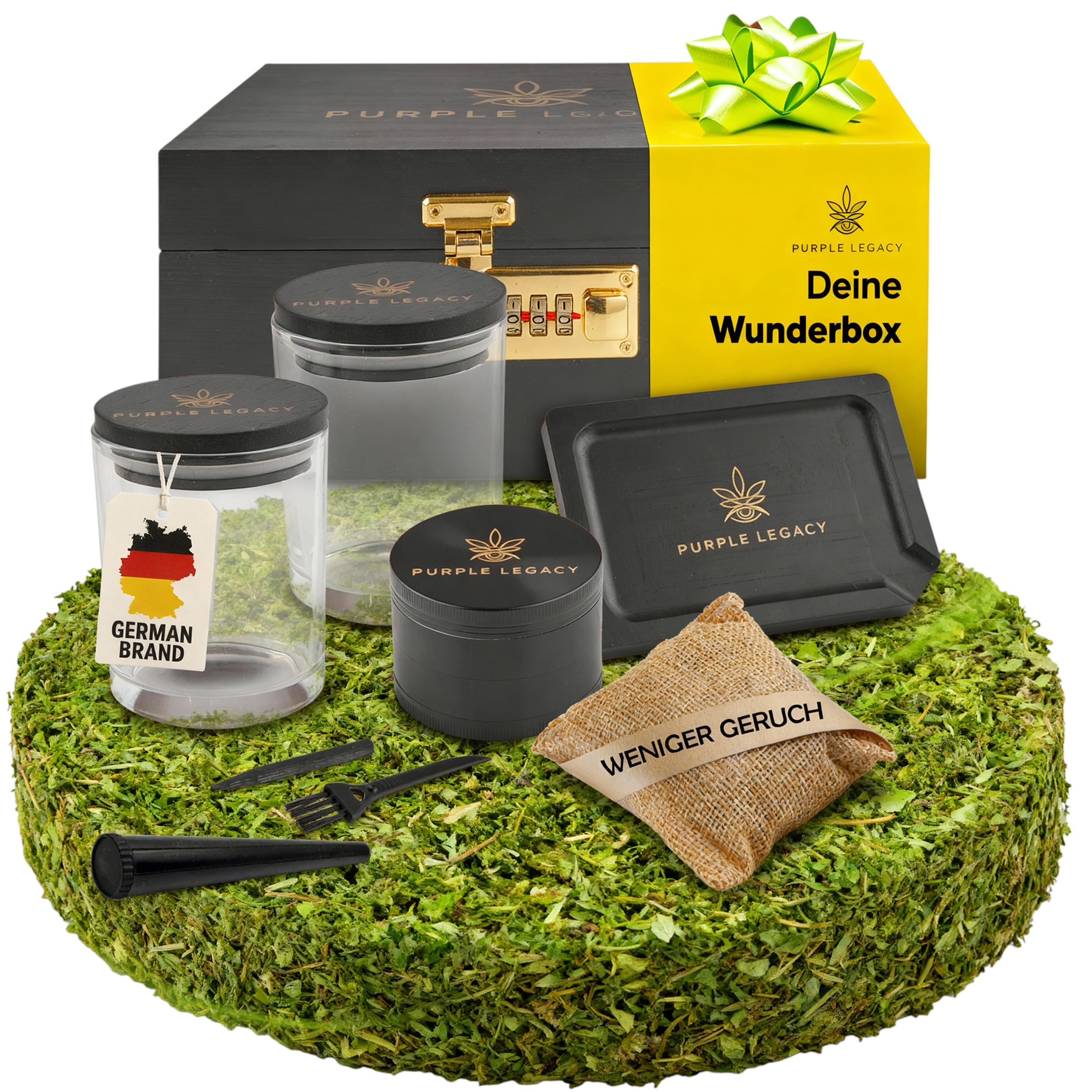 Golden Bell Grinder Crusher 4-delige set molen met schraper pollen voor kruiden, specerijen, kruidenmolen, kruiden, kruid (Meerkleurig, 2 x 3,5 cm