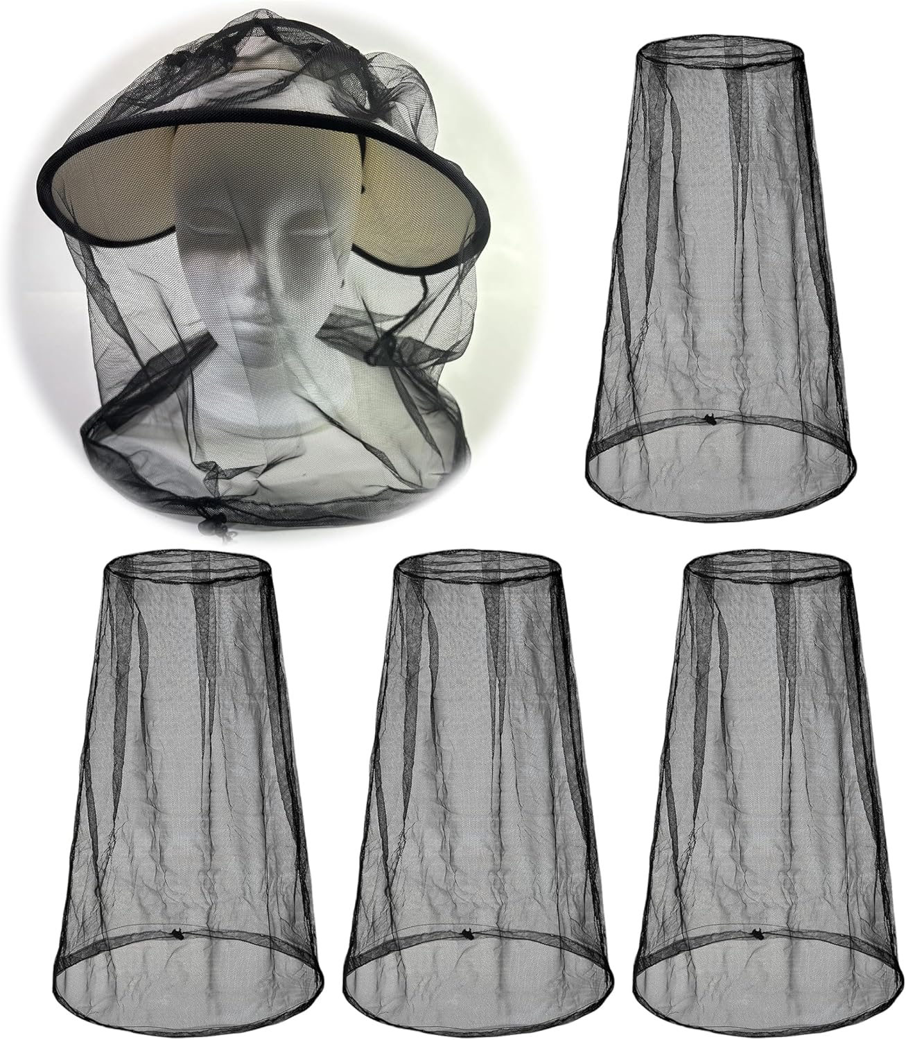 Mosquito Head Net Mesh Set, 4 PCS, Lightweight and Breathable, Adjustable Fit