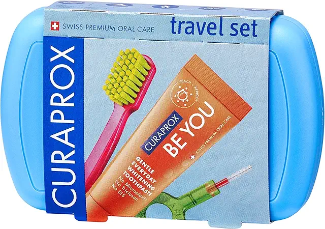 Kit de Viaje Curaprox CS 5460 - Cepillo Dental Azul con Pasta Be You
