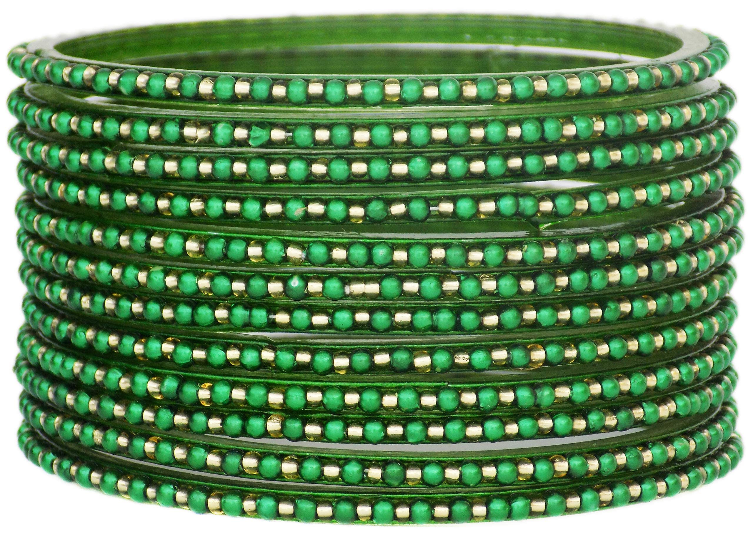 JD'Z COLLECTIONIndian Bollywood Traditional Glass Bangles Set Churi Multi Color Bangle Bracelet for Women Jewelry Bangles Green