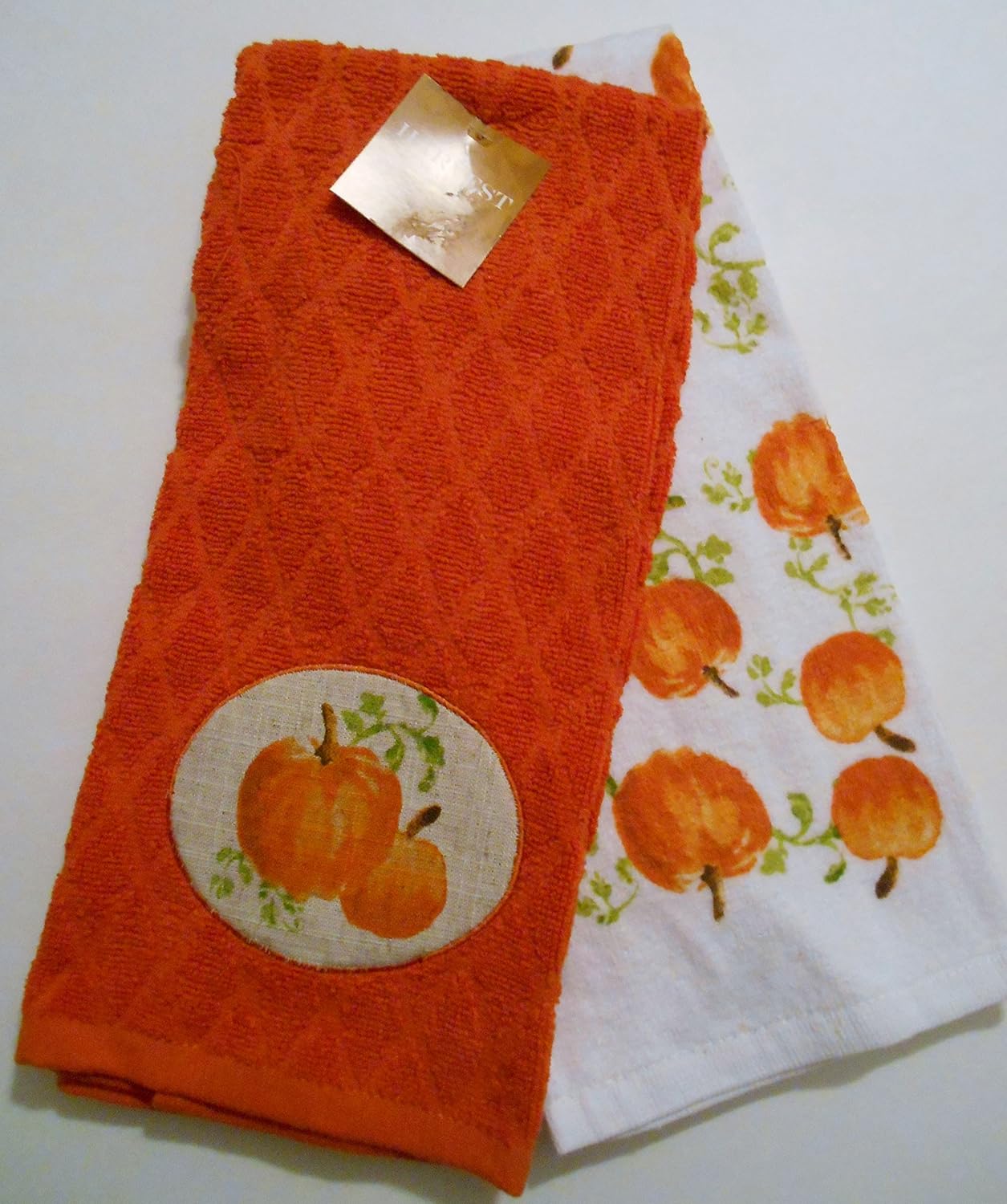 Kitchen Towels Set of 2 Pumpkin Applique Home & Kitchen