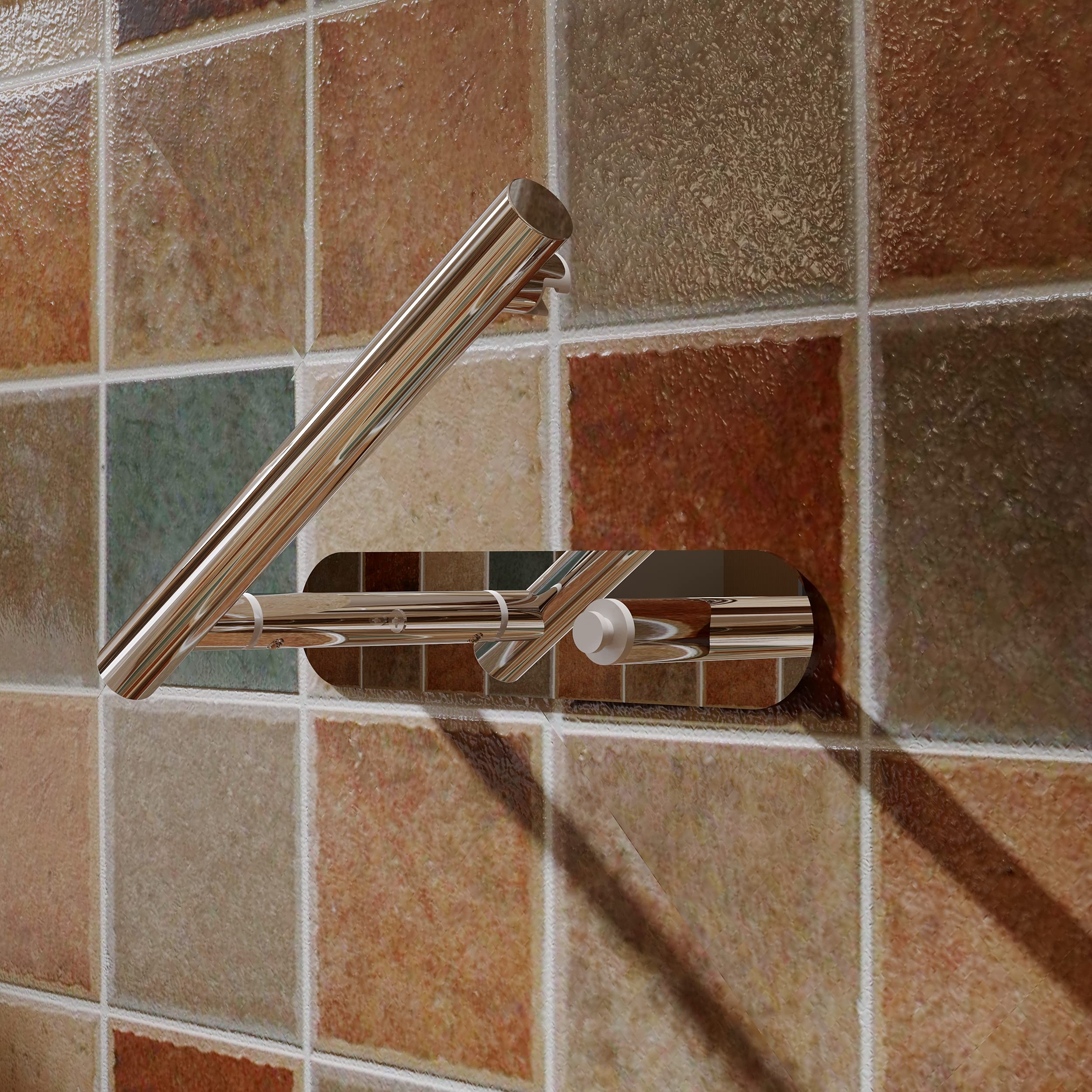 RUACQ Chrome Toilet Paper Holder Adhesive or Drill Wall Mount — Amazon image 2