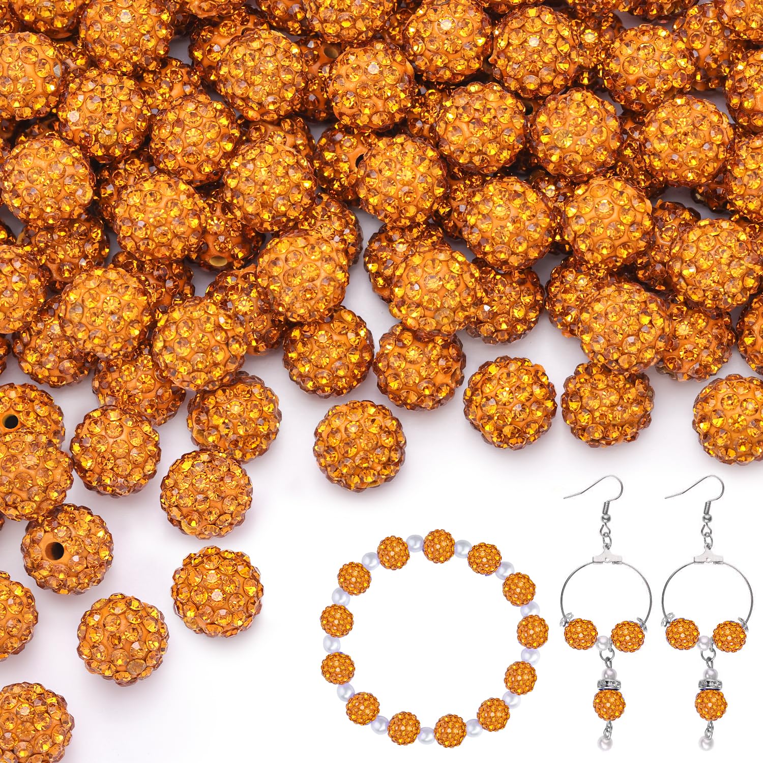 10pcs GEM-inside Crystal Pave Disco Ball Clay Beads For Shamballa Jewelry Making, Wholesale Lot