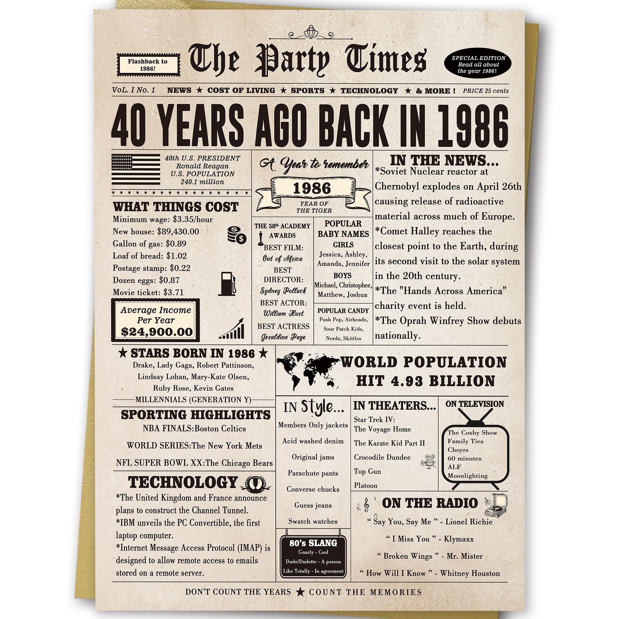 Ziwenhu Big 40th Birthday Card Gift for Men Women or Him Her, Happy 40 Year Old Birthday Greeting Card for Mom Dad, Vintage 40th Birthday Decorations for Husband Wife