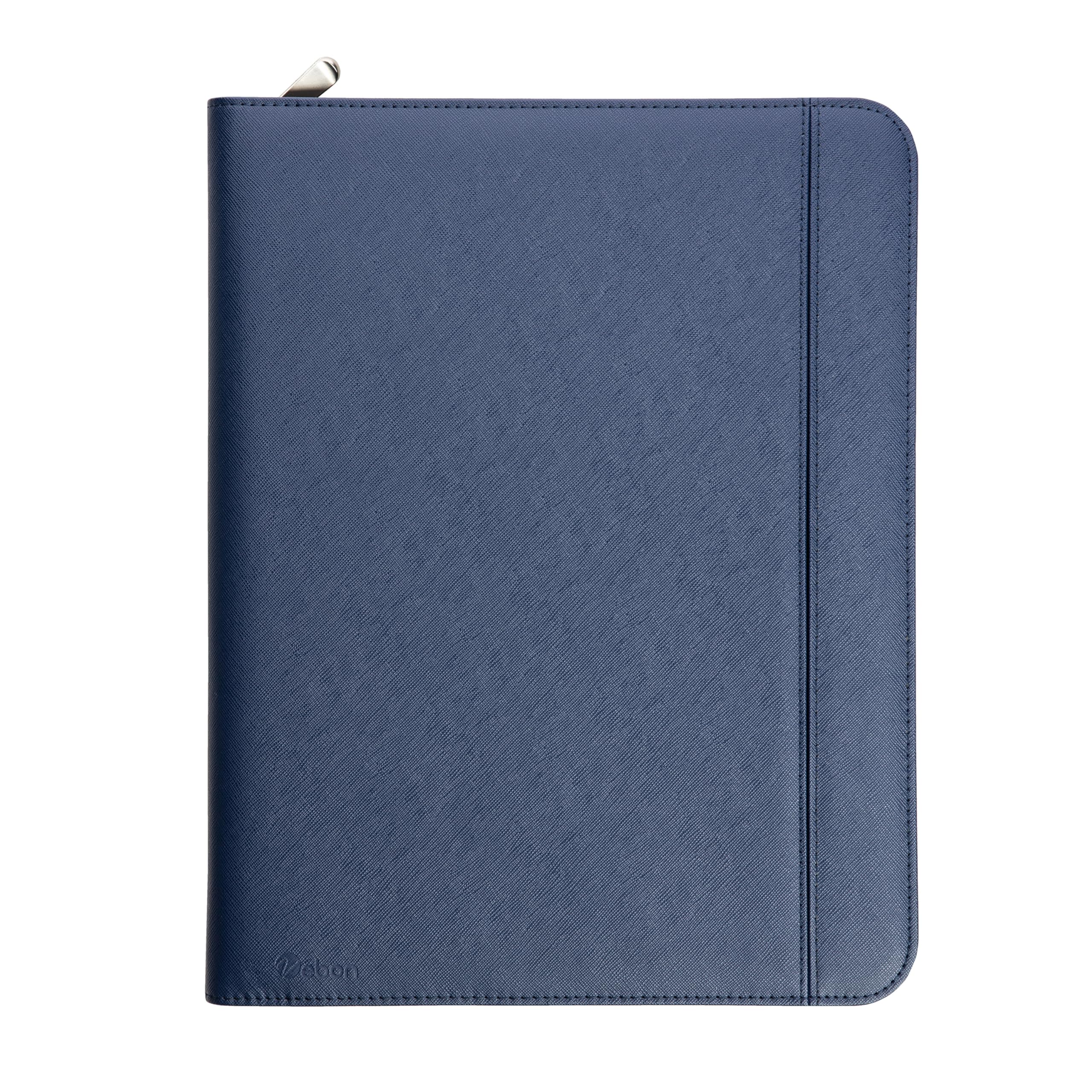 Vebon Cartella A4 grande Roma doppia cerniera portacarte borsa laptop pelle sintetica blu zaffiro 34 x 28 x 3 cm