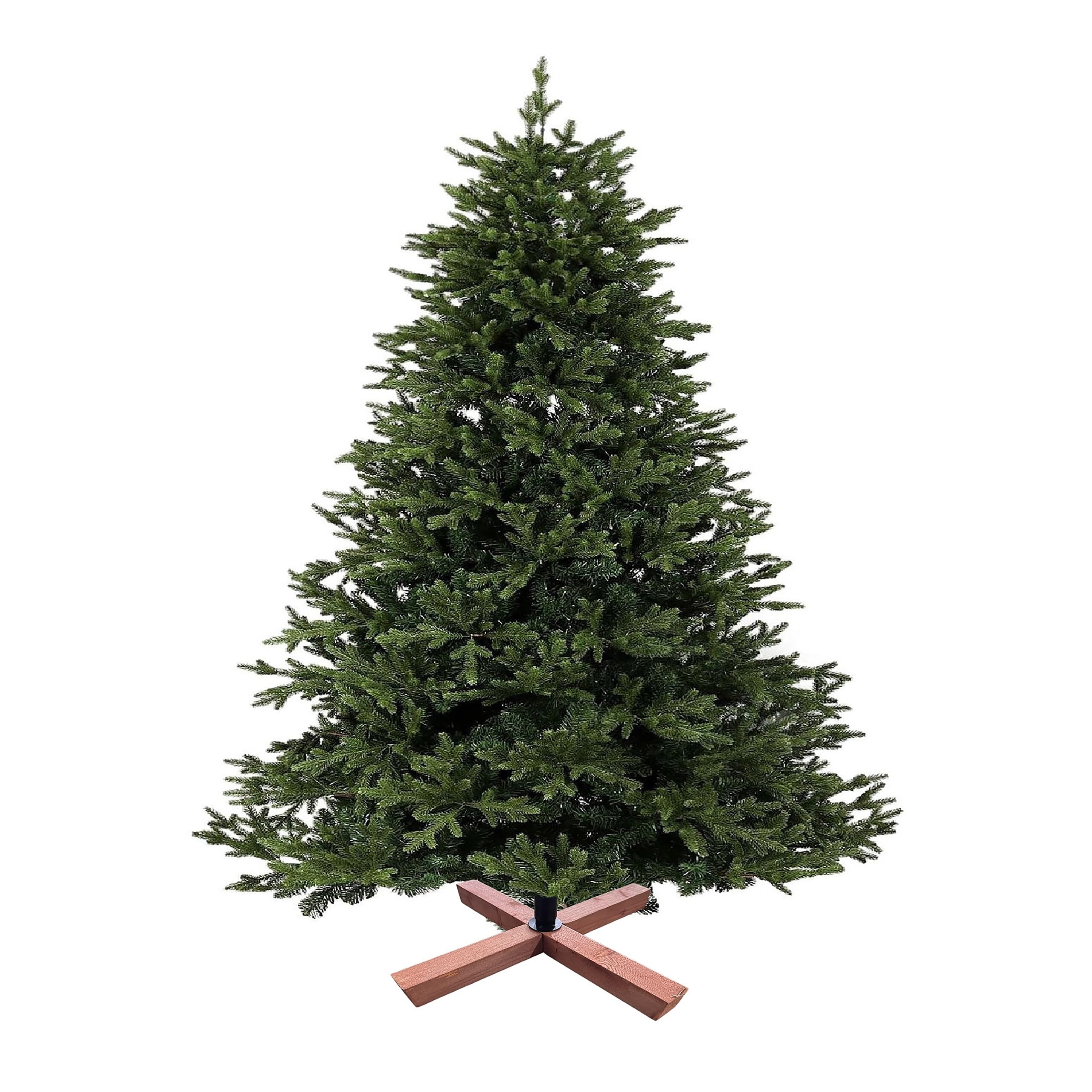 Relaxdays künstlicher Weihnachtsbaum, 210 cm, Spritzguss & PVC Nadeln, Holzständer, Tasche, Tannenbaum naturgetreu, grün