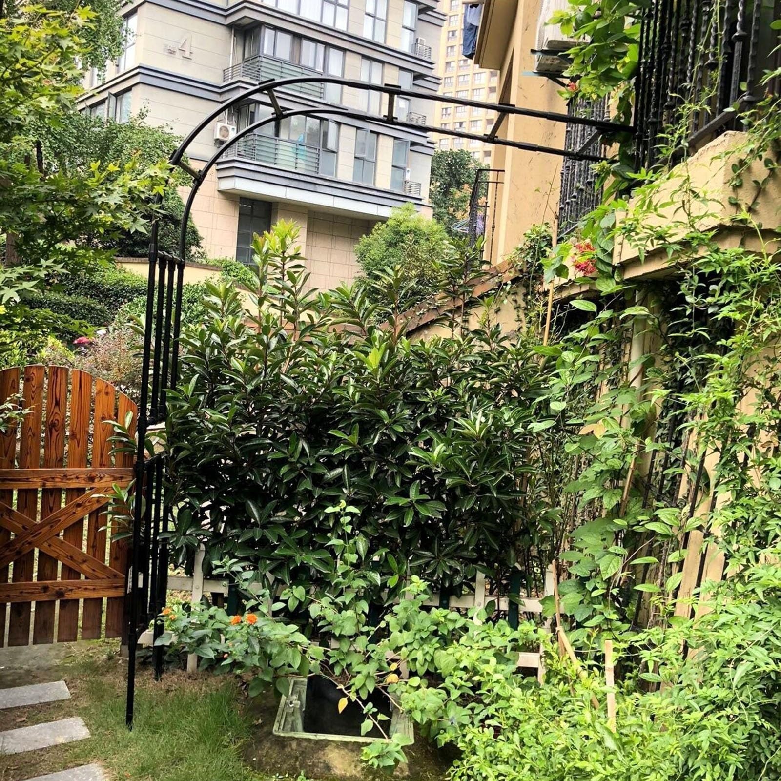 Arco Giardino Metallo Arco metà Lato per Pianta Rampicante, Arco da Rose per Esterni Terrazzo, Fiori Arco Supporto Robusto Facilità di Montaggio(240x240cm)