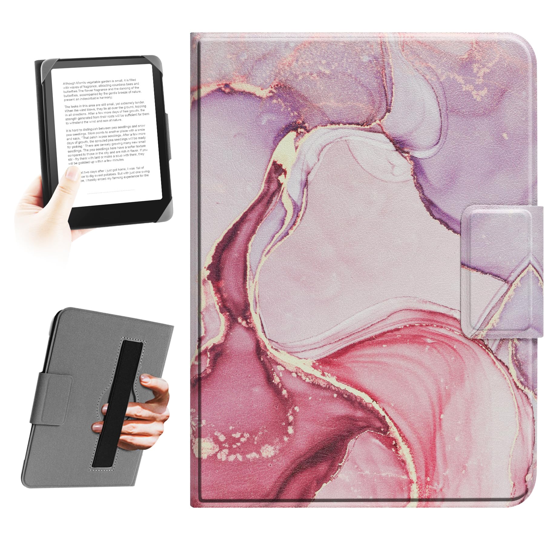 HoYiXi Uniwersalne etui na eReader 6,8 cala, 7 cali, Kompatybilne z Pocketbook, Tolino, Sony, Kindle Paperwhite, Kobo E-Book Reader, Gumka elastyczna, dla 6,8"-7" eReader, Dali Rose