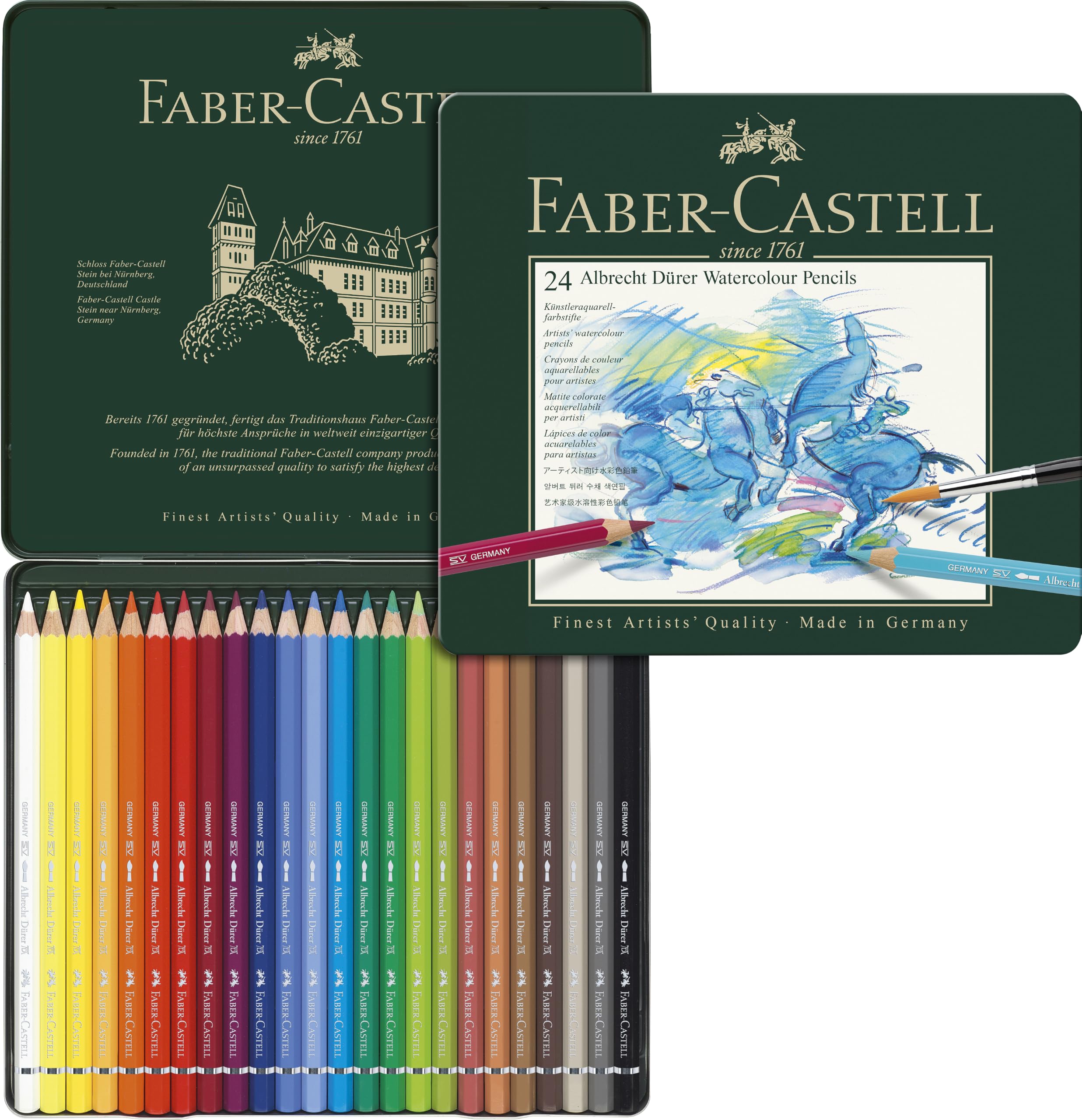 FC117524 Albrecht Durer Artist Watercolor Pencils in A Tin (24 Pack), Assorted