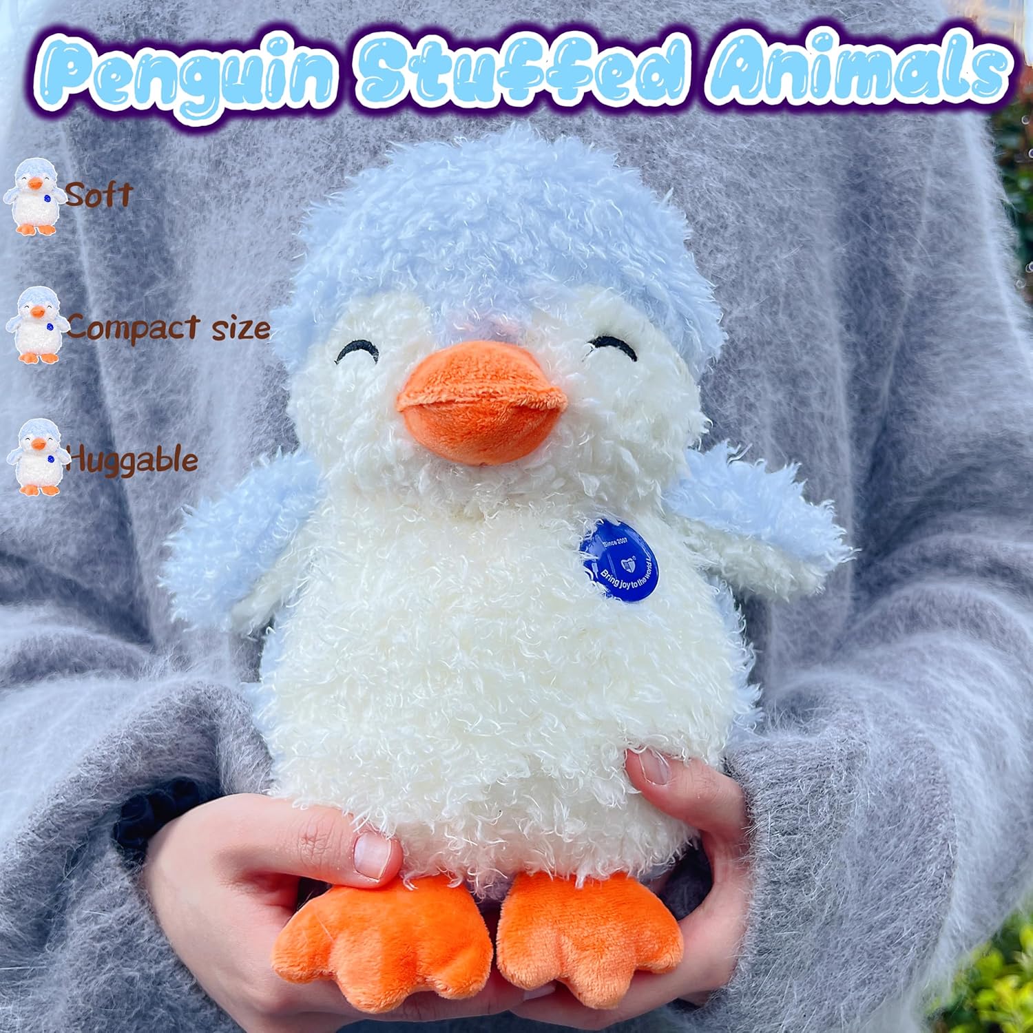 11" Light Blue Penguin Stuffed Animal Plush Toys for Babies, Kawaii Plushies for Girls and Boys, Cute Penguin Stuffed Animals Plush Toy for Easter Basket Stuffers, Party Favors for Kids - Image 4