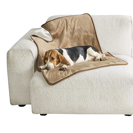 Lesure Waterproof Dog Blanket Washable - 100x80cm Fleece Pet Blanket For Medium Dogs and Cats, Personalised Kitten Throw Protects Bed and Sofa with Soft Plush, Camel