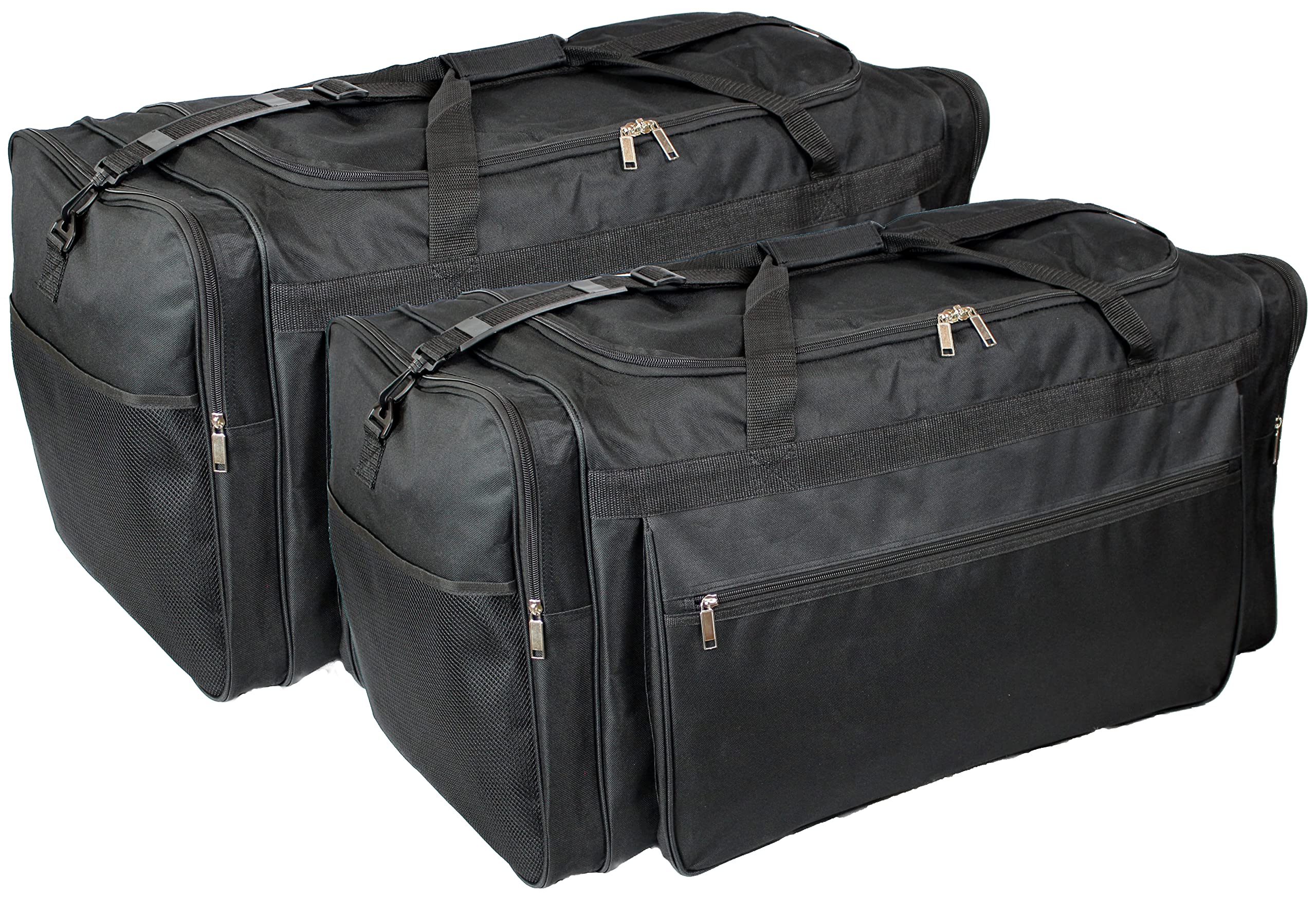 Extra Large Luggage Travel Bag in Black with Pockets. Big Duffel Holdall Large Weekend Bag. Cargo Carrier for Clothes Storage and Gym (2 x Pack)