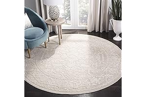 SAFAVIEH Reflection Collection 3' Round Cream/Ivory RFT665D Boho Tribal Distressed Living Room...