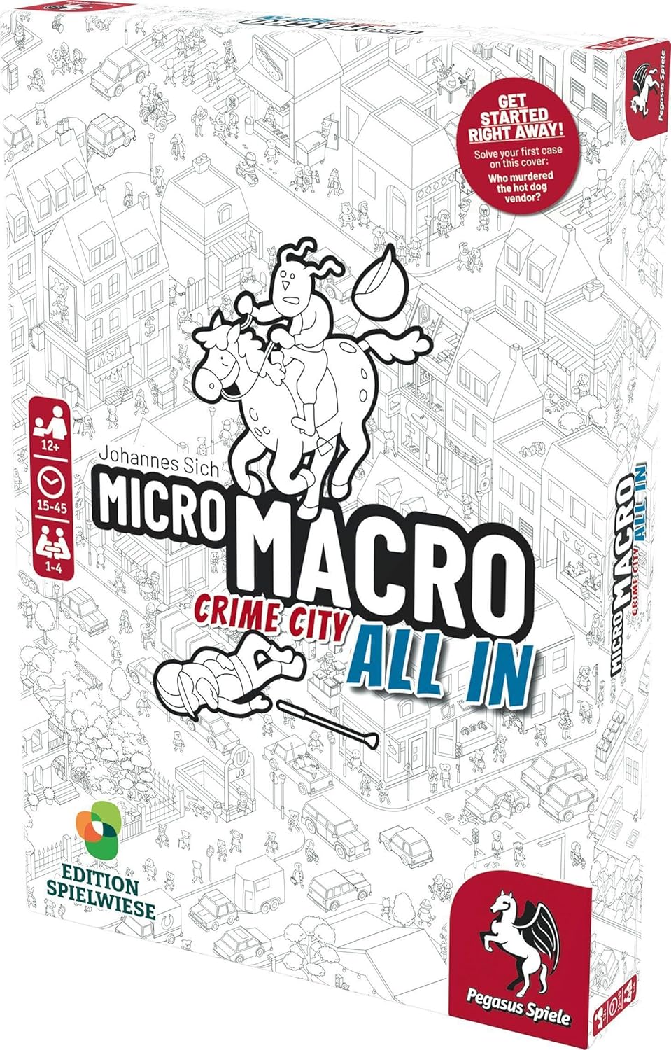 MicroMacro: Crime City 3: All in – Board Game by Pegasus Spiele - 1-4 Players – Board Games for Family – 15-45 Minutes of Gameplay – Games for Game Night – Teens and Adults Ages 14+ - English Version