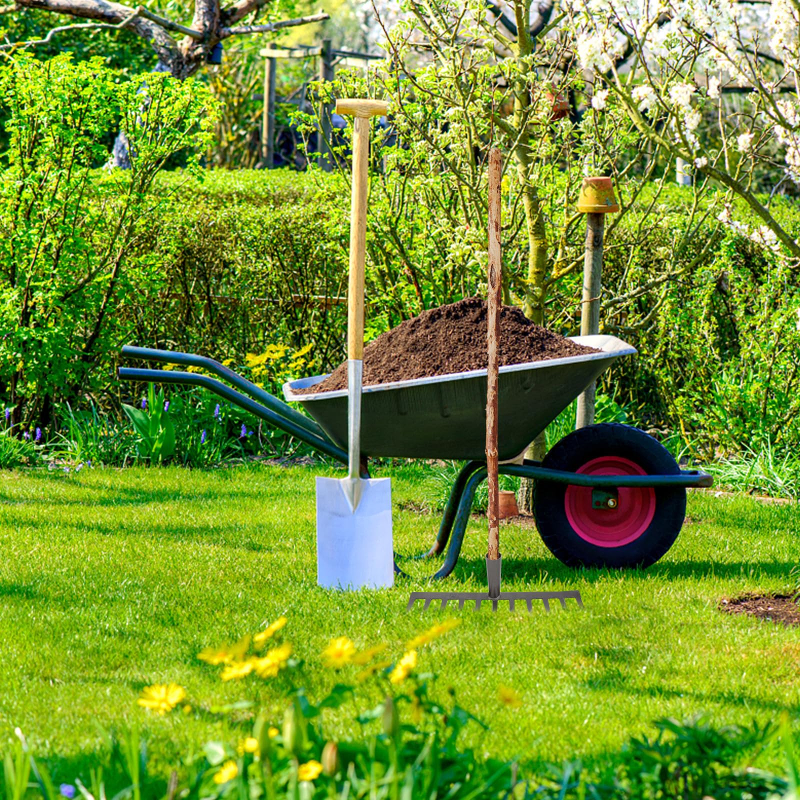 Hierro Negro Rastrillo Agrícola para Jardinería y Cultivo