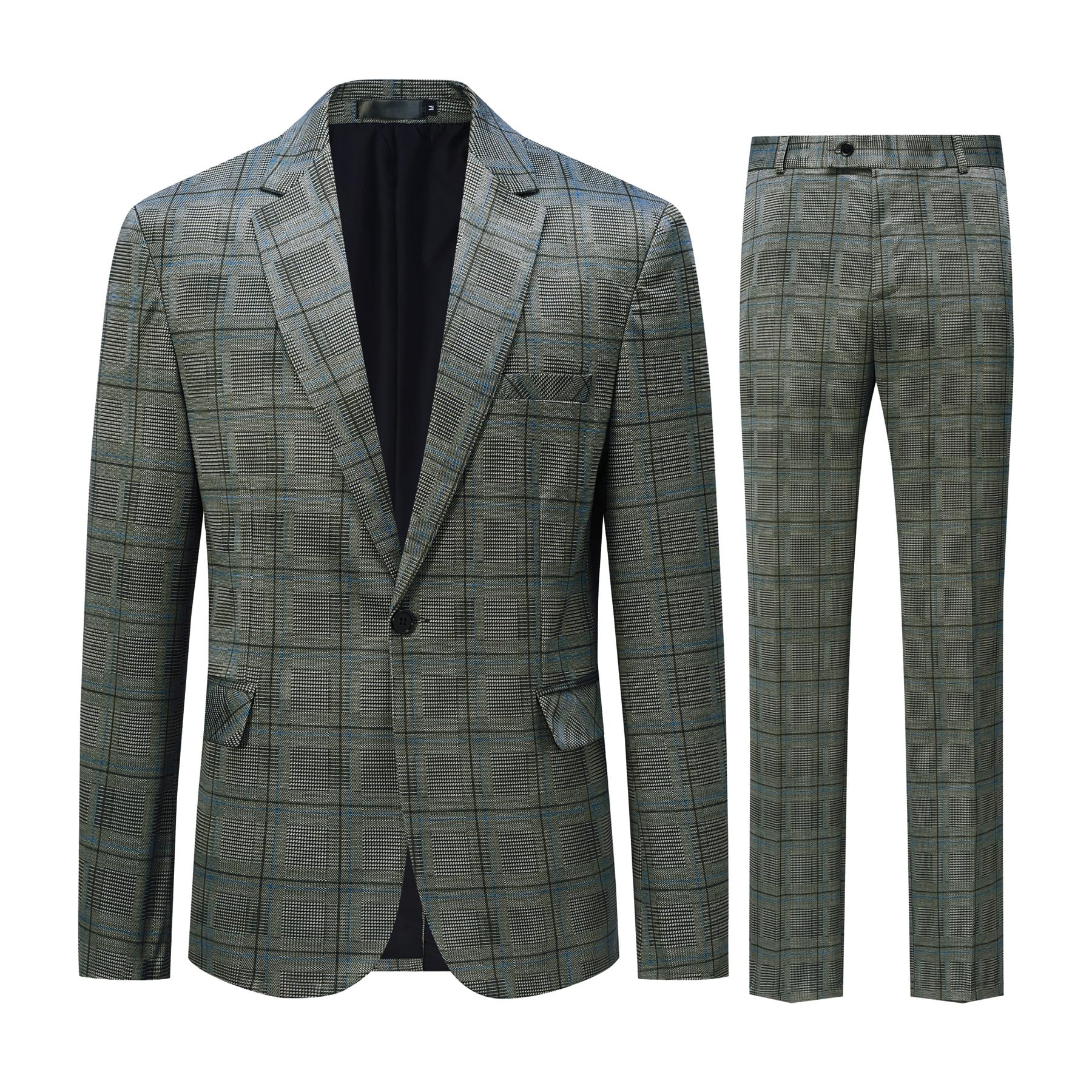 Allthemen Abito da Uomo Plaid 2 Pezzi Completo Giacca Blazer Pantaloni Slim Fit da Lavoro Abiti Eleganti Cerimonia Smoking
