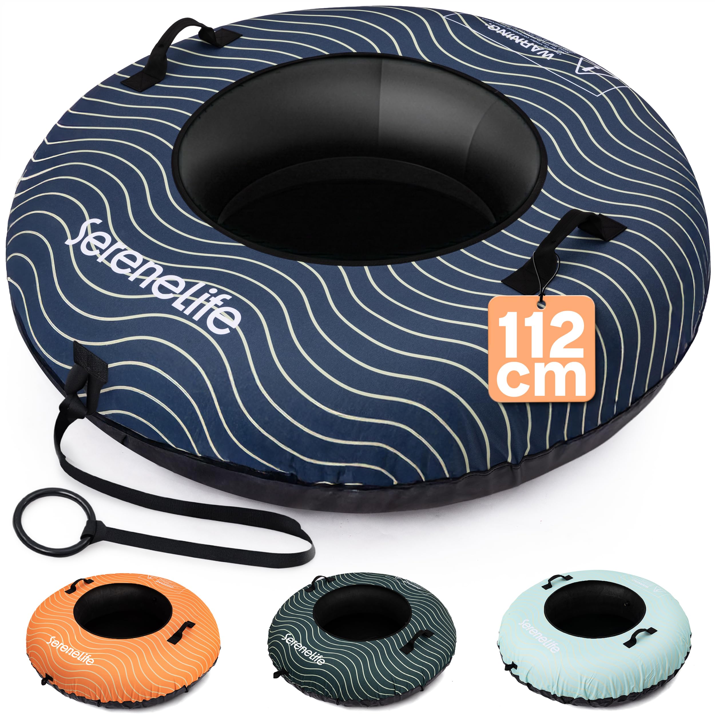 SereneLife Snowtube 101/112/122 cm Trineo Inflable para Niños y Adultos con Base de Plástico Resistente