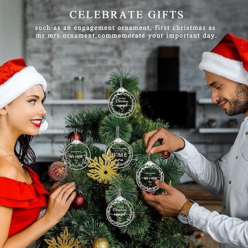 Miniatura 7 de Our First Christmas as Mr Mrs Married 2023 - Adorno de decoración de boda, adorno de 3 pulgadas, regalo de compromiso, recién casado, decoración de