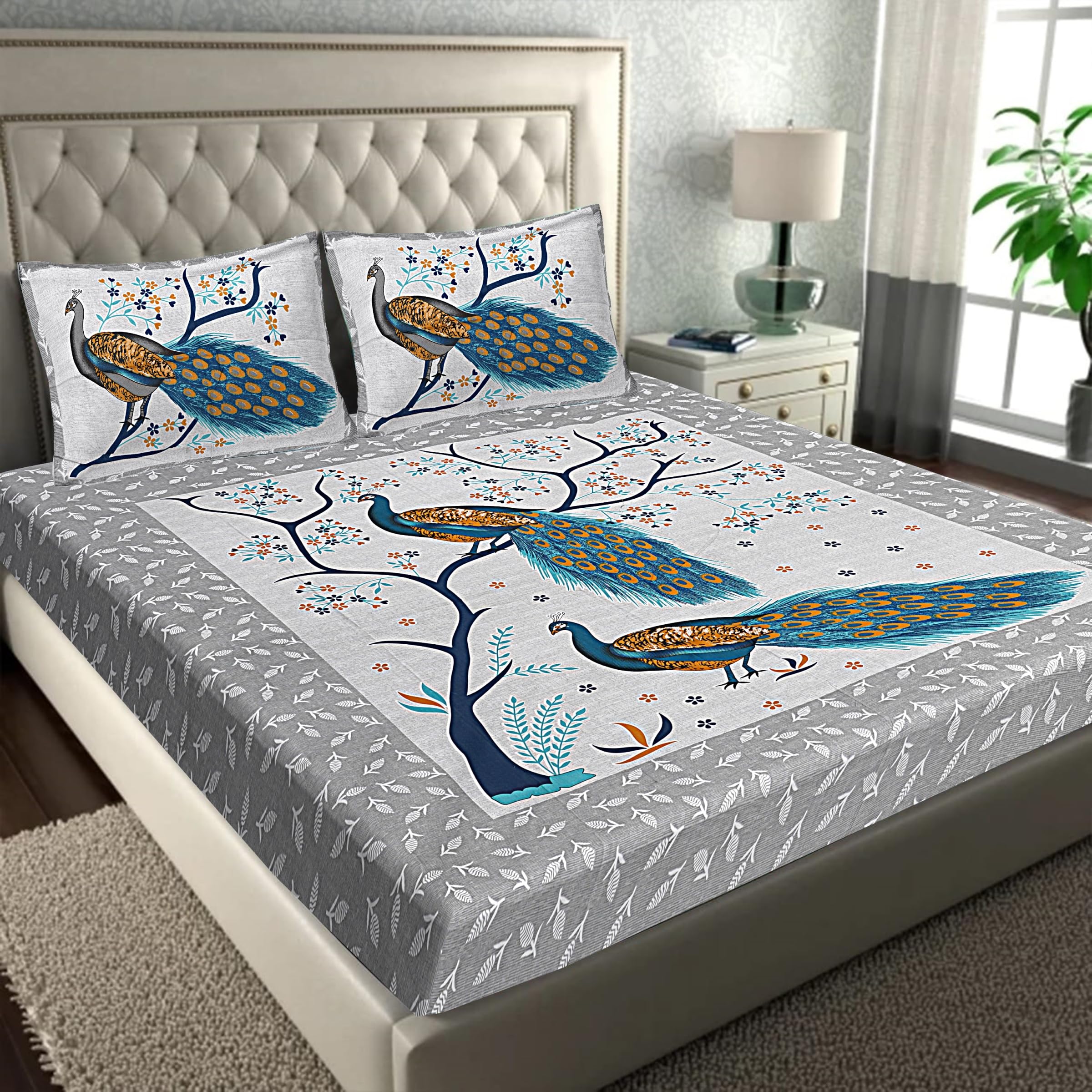 Cotton 160 TC Double Bedsheet For Double King Size Bedsheet With 2 Pillow Covers - Multi-Colors106 (B0DFTX4ZQQ) Amazon Price History, Amazon Price Tracker