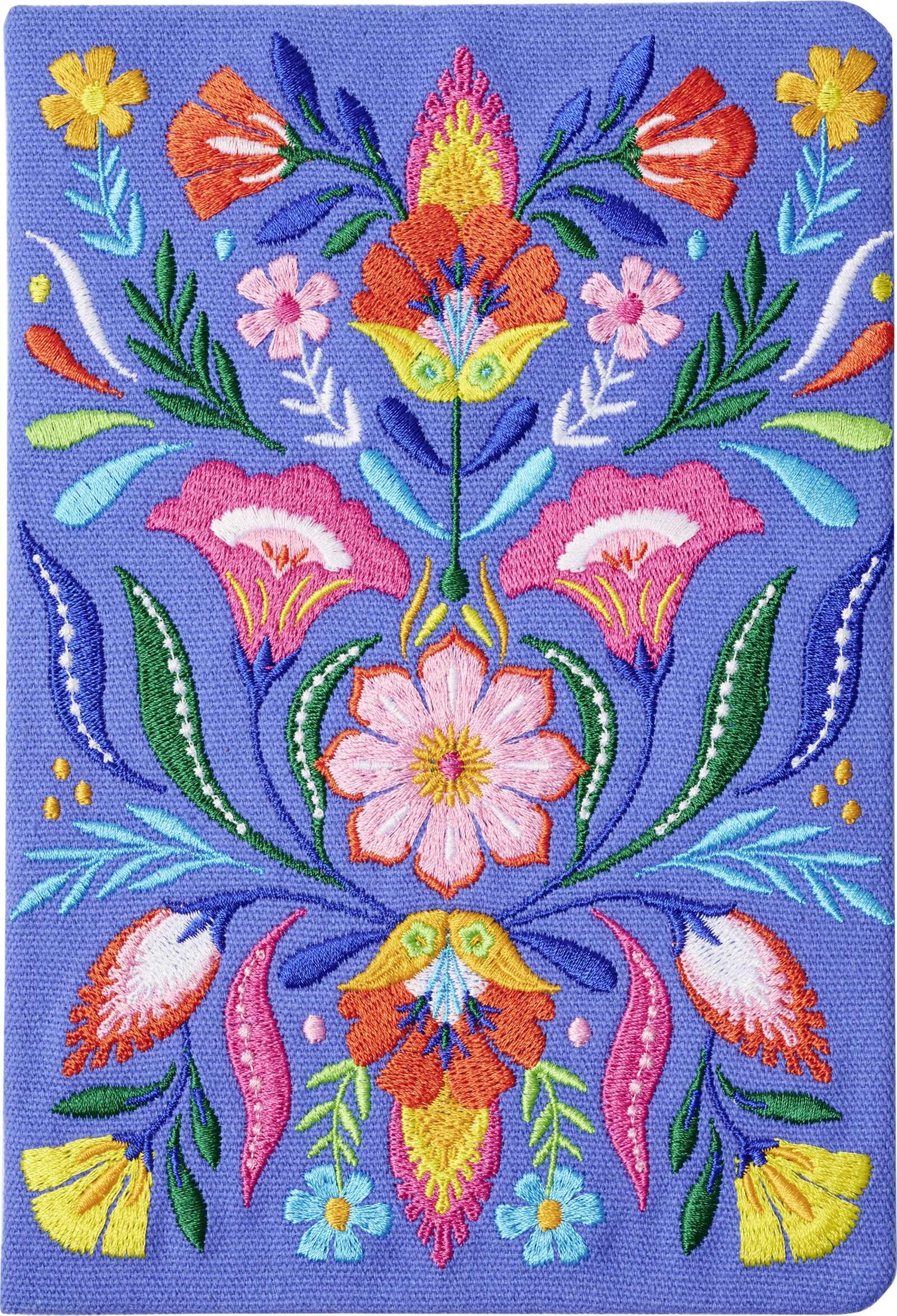Fiesta del Sol Notizbuch bestickt A5 - 240 Seiten, königsblau: Schönes Journal oder Tagebuch. Notebook A5 dotted mit hochwertigem Leineneinband und farbenfrohen Stickereien