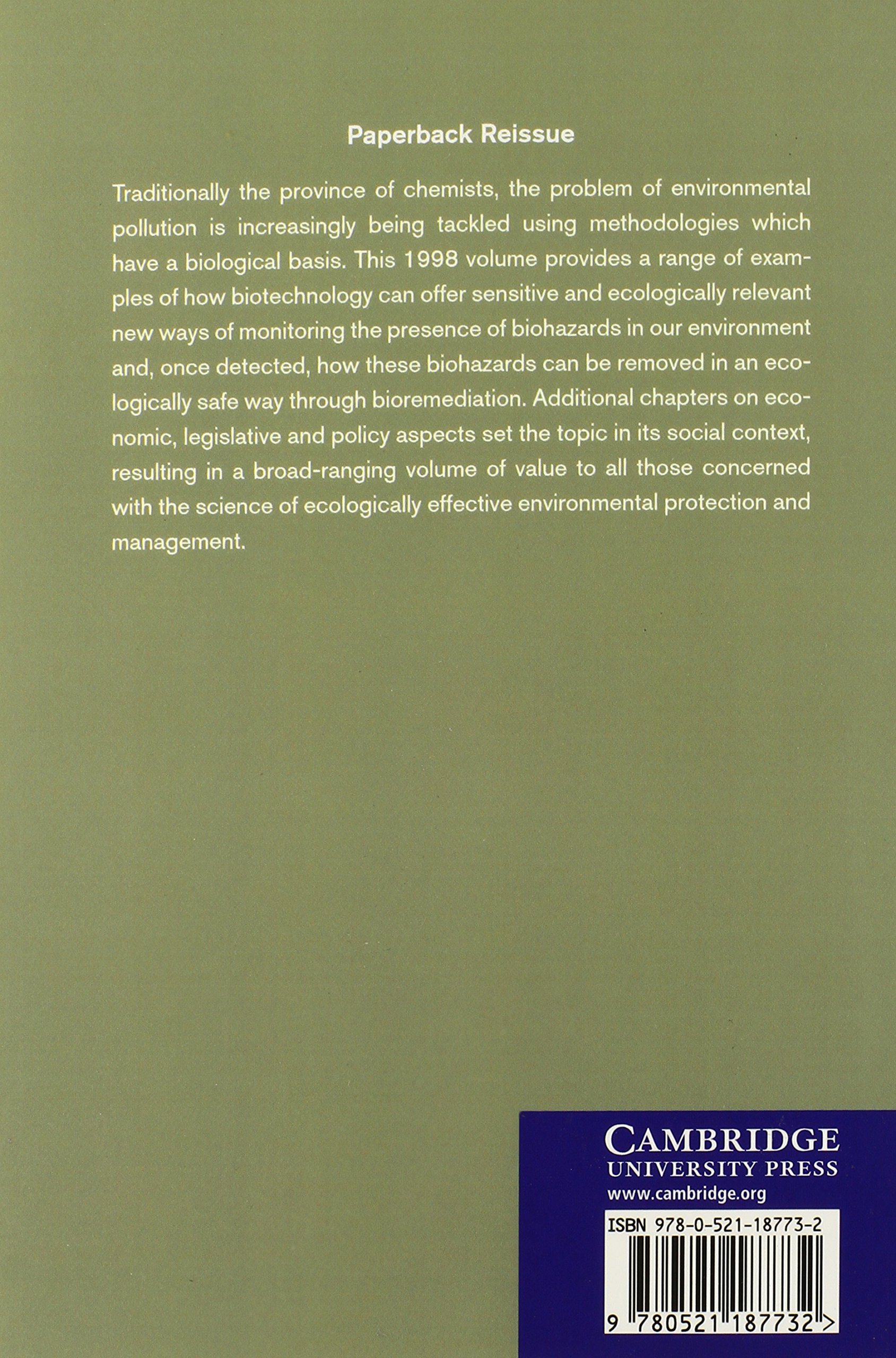 Environmental Biomonitoring: The Biotechnology Ecotoxicology Interface: 7 (Biotechnology Research, Series Number 7)