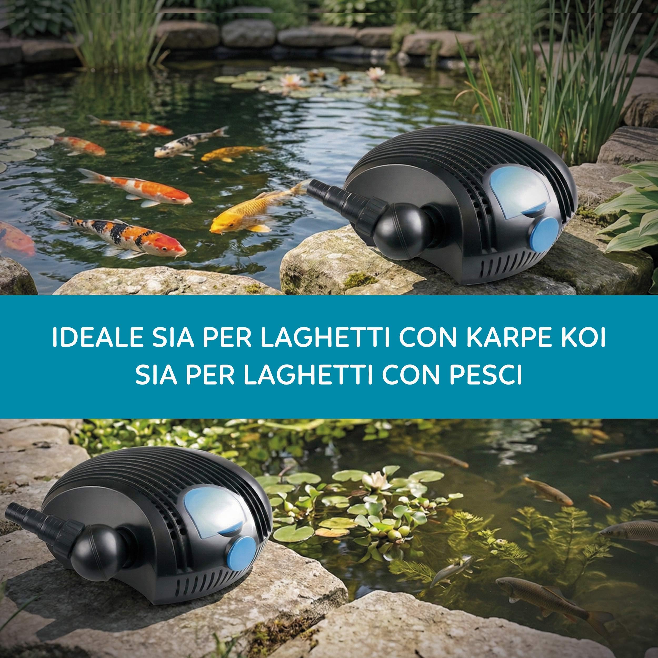 AQPOND Flux Pumpe für Teich und Gartenbrunnen – Tauchpumpe mit hoher Durchflussmenge für Wasserfälle, Bachläufe und Teichfilter – kompaktes Design mit 10 m langem Kabel, 8000 l/h