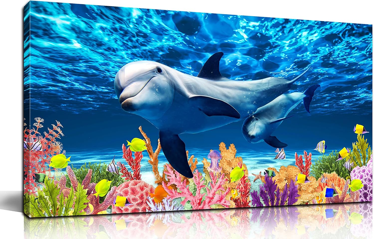 Blue Ocean Canvas WallArt For Bathroom Dolphin Wall Art For Bedroom Kids Room