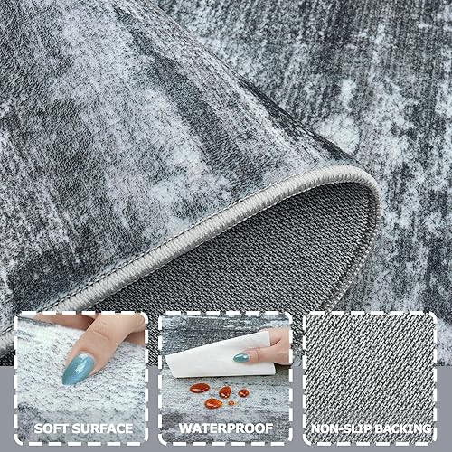 Miniatura 5 de Alfombras de área de 8 x 10 pies para sala de estar alfombra grande lavable a máquina con parte trasera antideslizante que no se desprende, alfombra