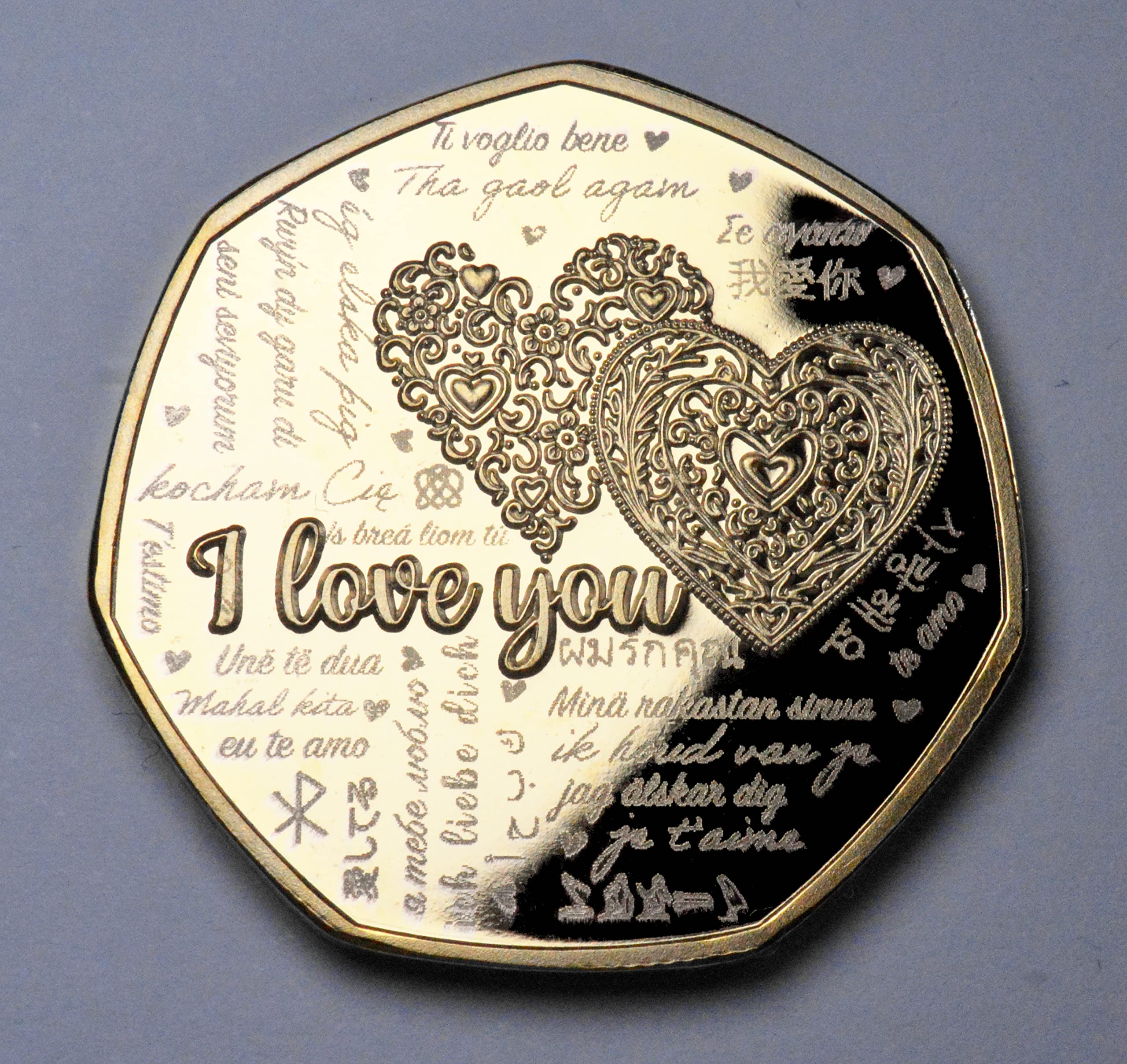 The Commemorative Coin Company Happy Valentine's Day 'I Love You' 24ct Gold Commemorative. Husband/Wife/Girlfriend/Boyfriend/Partner Gift/Present