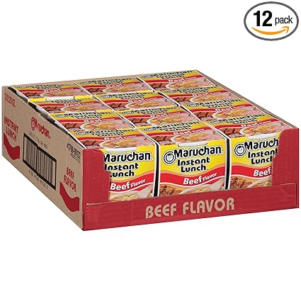 Maruchan Instant Lunch Beef, Ramen Noodle Soup, Microwaveable Meal, 2.25 Oz, 12 Count
