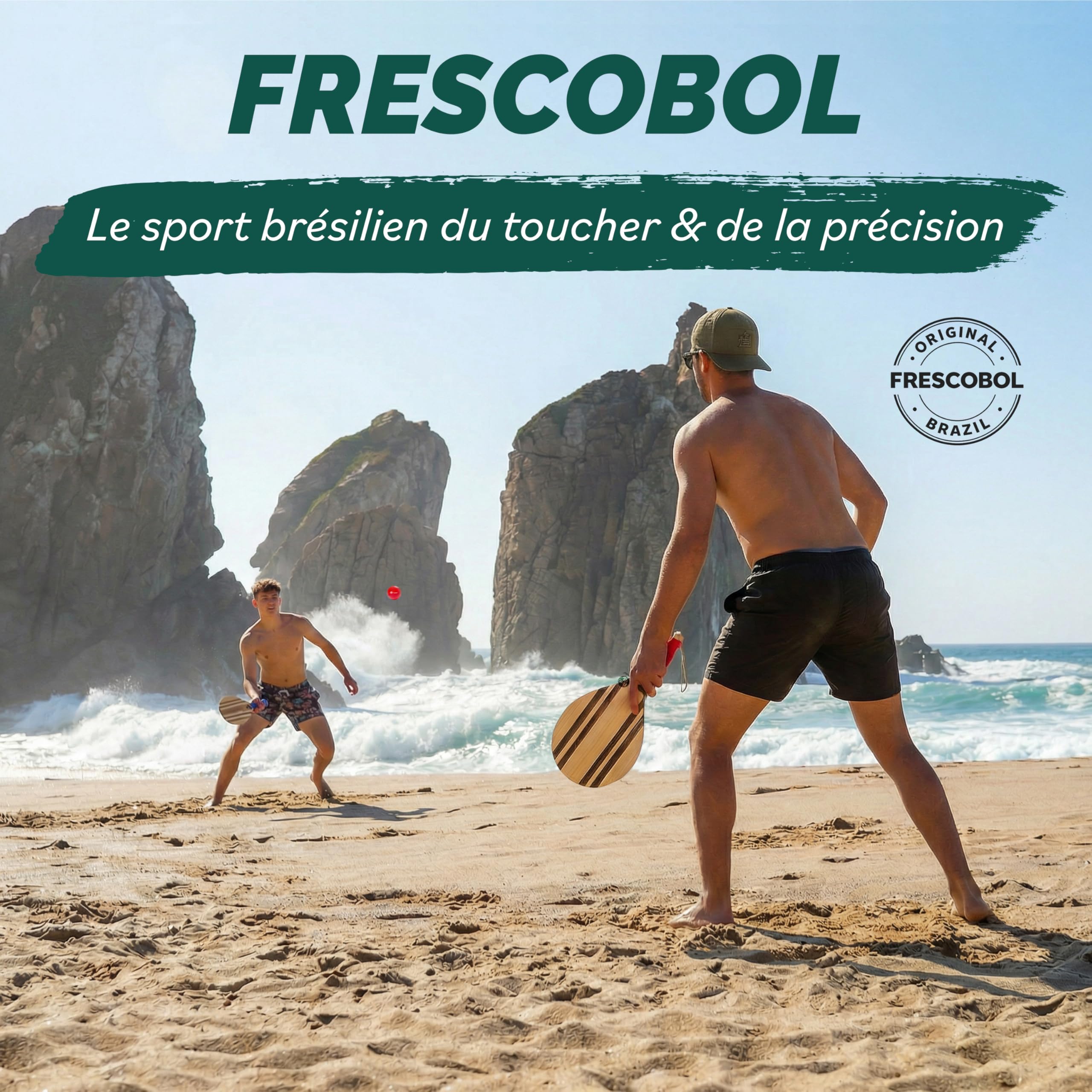 two46 | Raquettes de Plage Premium Set | Frescobol-Le Nouveau Sport Tendance d'origine de l'Amérique de Sud | Raquettes en Bois Faites Main de Haute qualité, Choix Individuel de Balle et Sac adapté